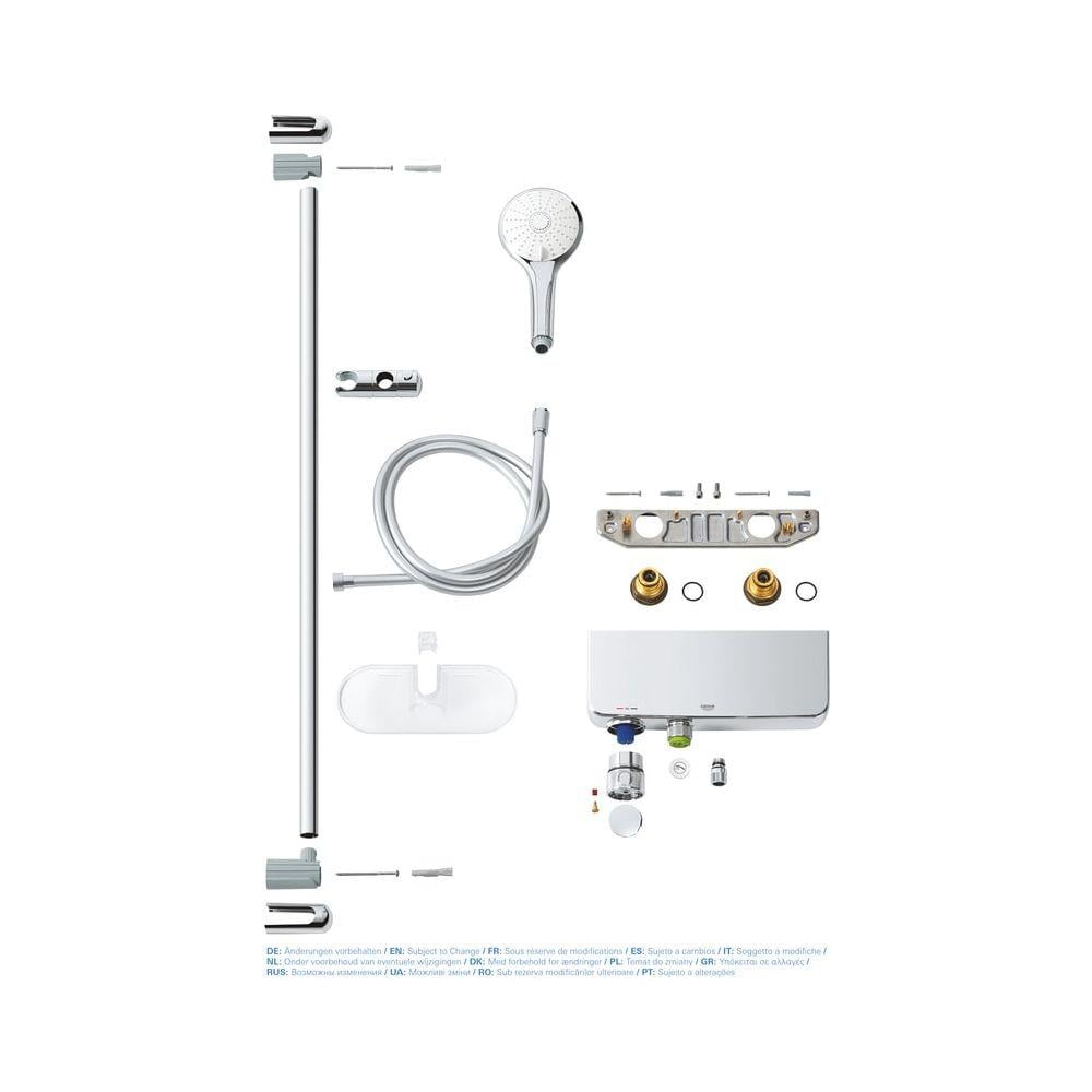 Grohe Grohtherm SmartControl Termostatik Duş Bataryası ve Sürgülü El Duş Takımı - 34721000 - 34721000