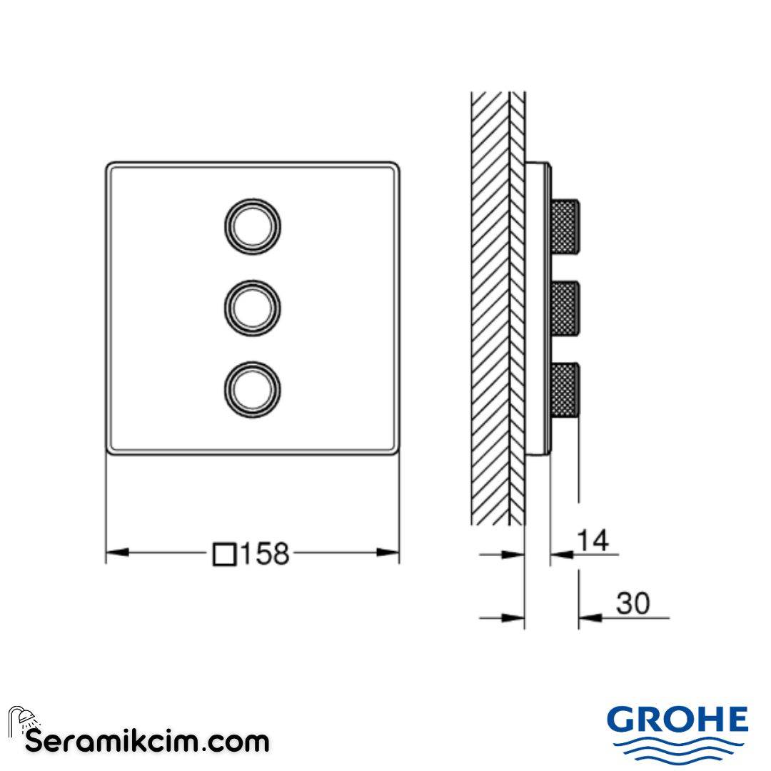 Grohe Grohtherm SmartControl Üç Valfli Akış Kontrollü Yönlendirici (Sıva Üstü Grubu), Ay Beyazı 29158LS0