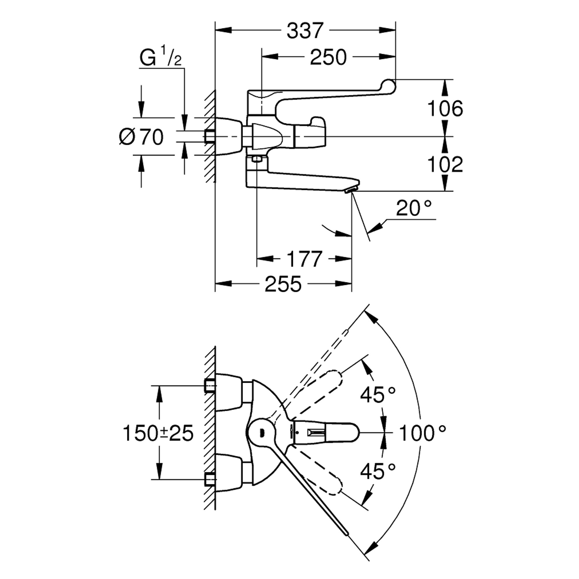Grohe Grohtherm Special Termostatik Duvardan Lavabo Bataryası Krom 34020001