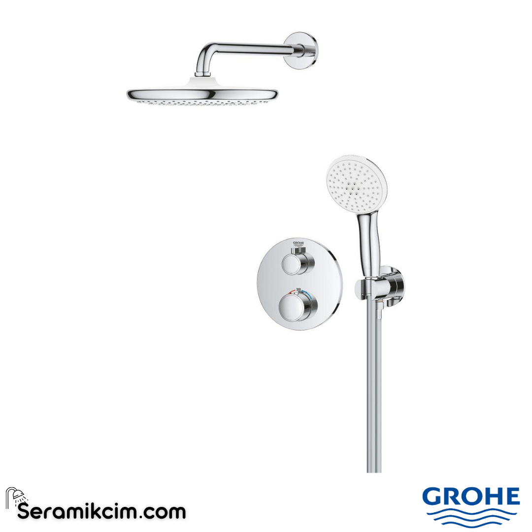 Grohe Grohtherm Termostatik Ankastre Banyo Bataryası, Tepe ve El Duşu Seti Krom 1039960000 - 1039960000