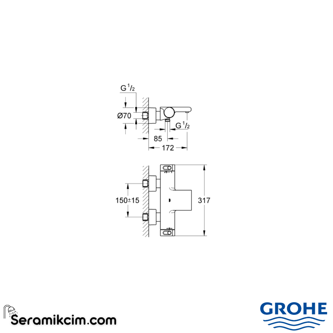 Grohe Grohtherm Termostatik Banyo Bataryası Krom 34174001 - 34174001