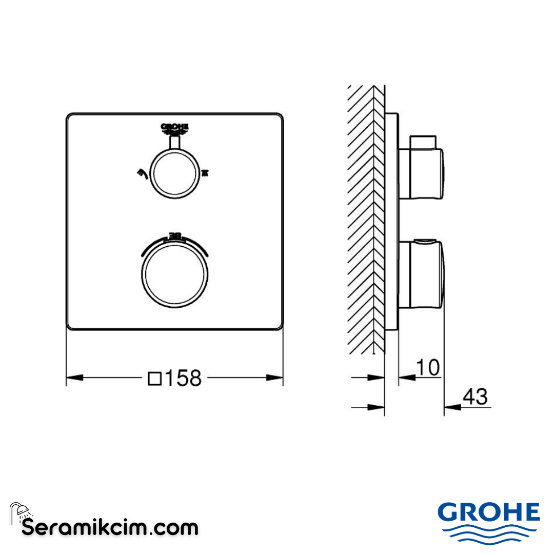 Grohe Grohtherm Termostatik Banyo/Duş Bataryası (Sıva Üstü Grubu) Krom 24079000 - 24079000