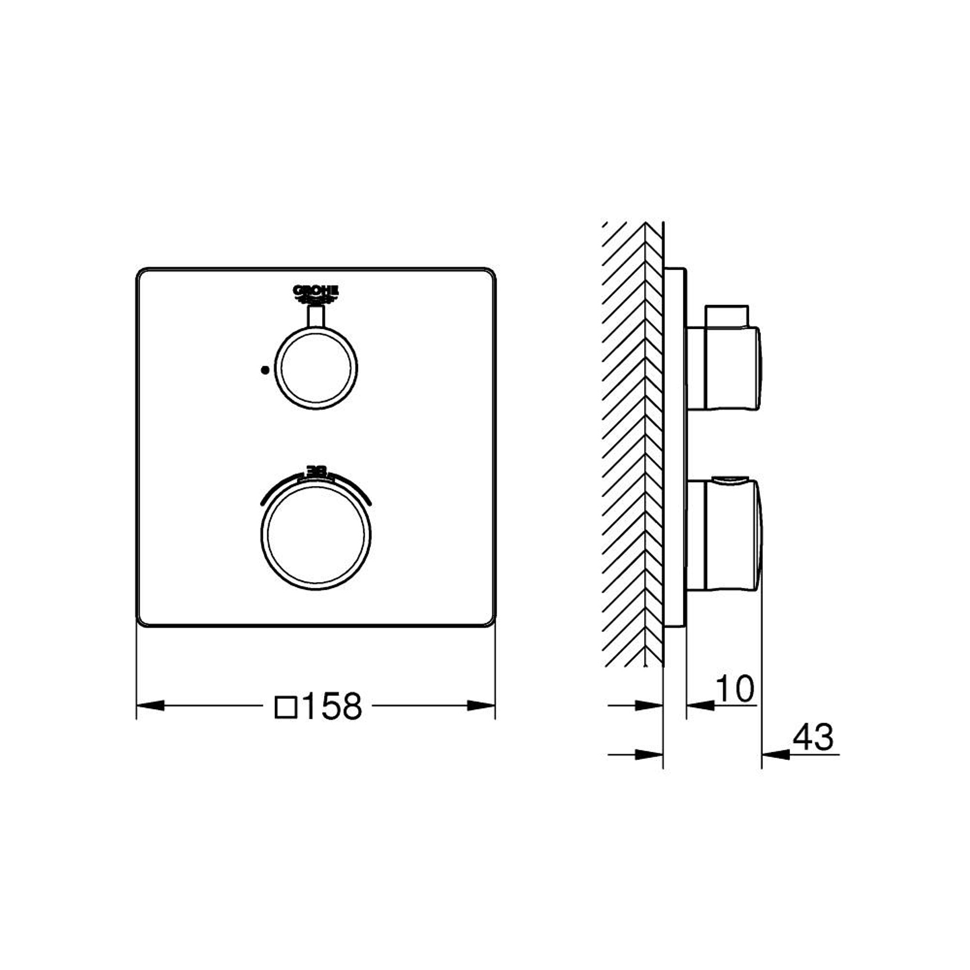 Grohe Grohtherm Termostatik Batarya 1 Çıkışlı Açma Kapama Valfli Krom 24078000