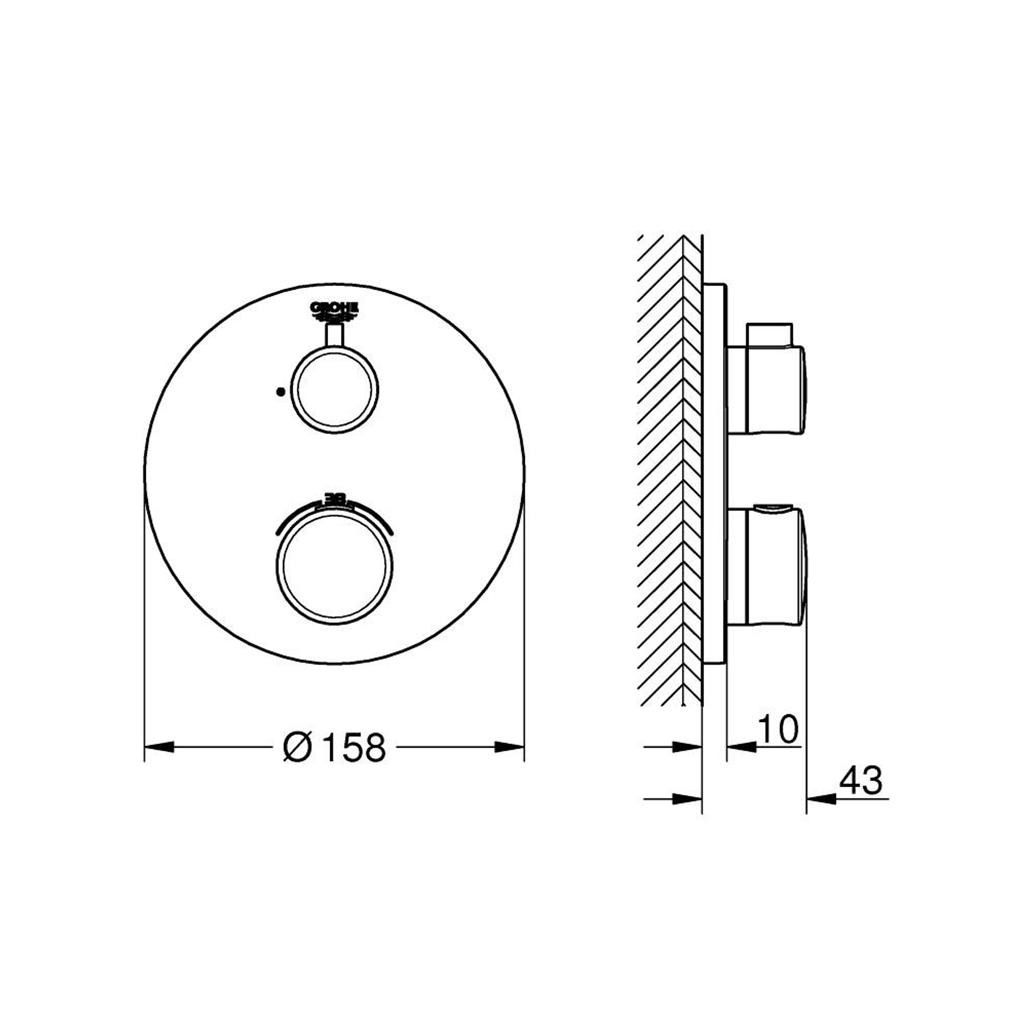 Grohe Grohtherm Termostatik Batarya 1 Çıkışlı Açma Kapama Valfli Krom 24075000