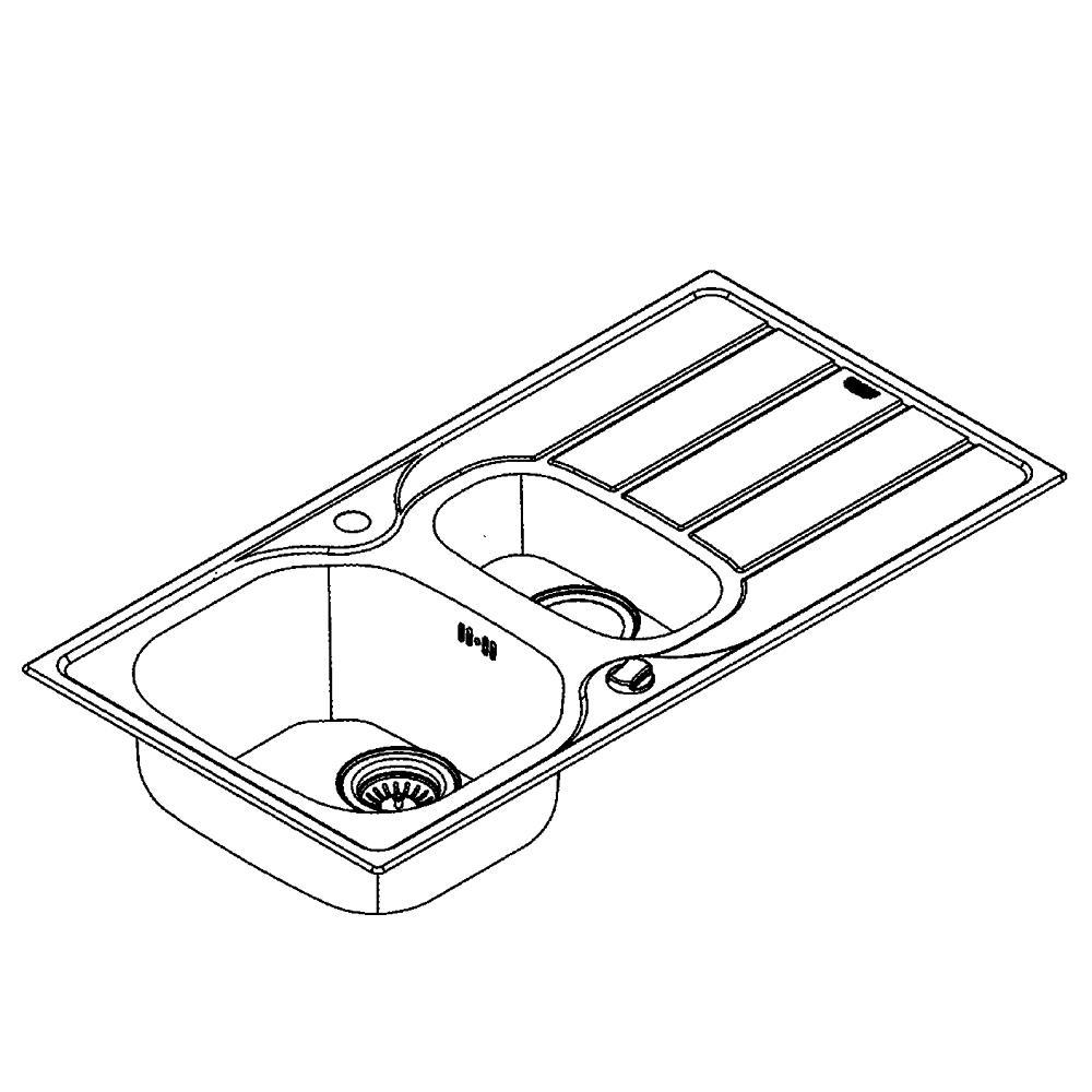 Grohe K200 Damlalıklı 1,5 Gözlü Eviye, Paslanmaz Çelik (96,5x50 cm) - 31564SD1 - 31564SD1