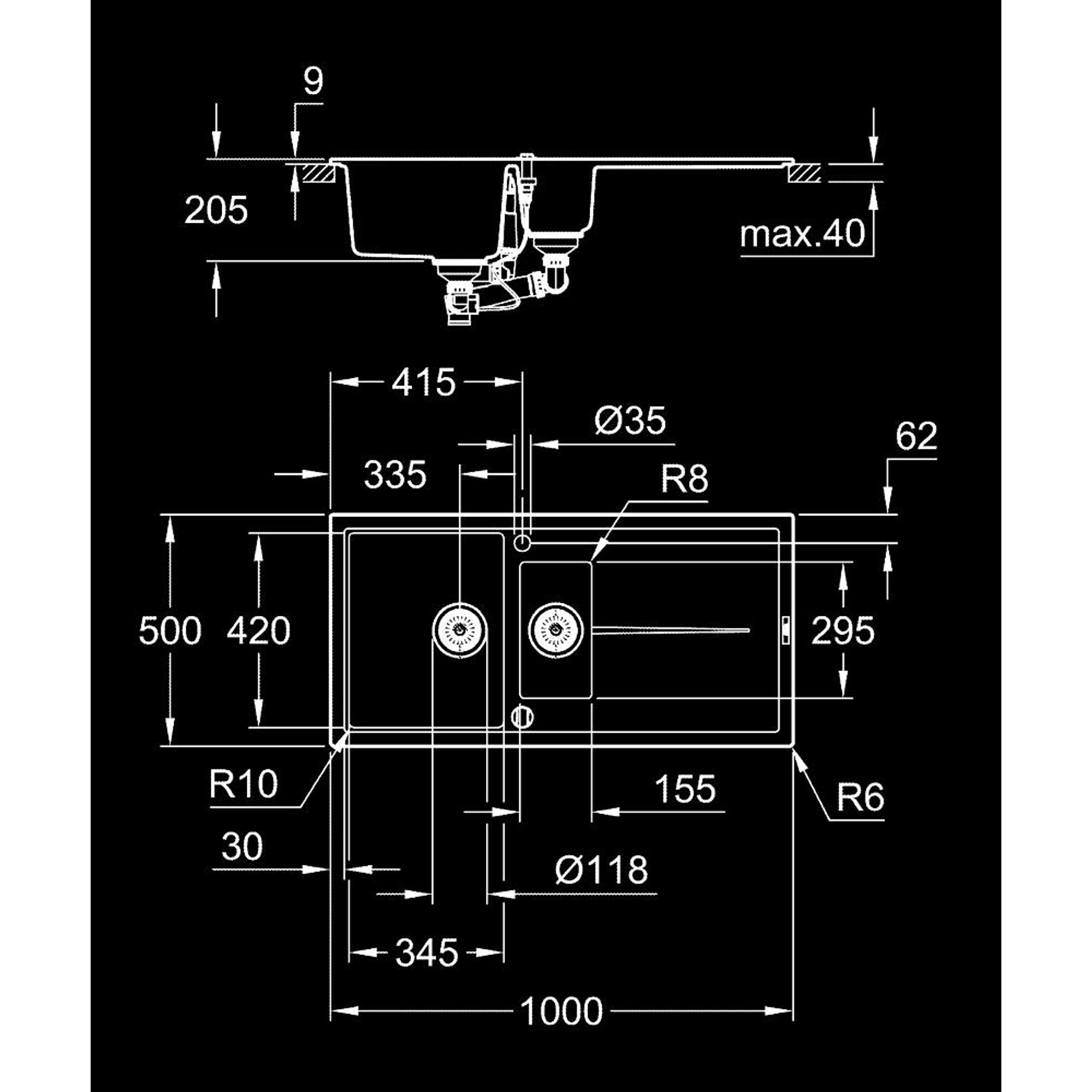 Grohe K400 Damlalıklı Kompozit Eviye Siyah 31642AP0