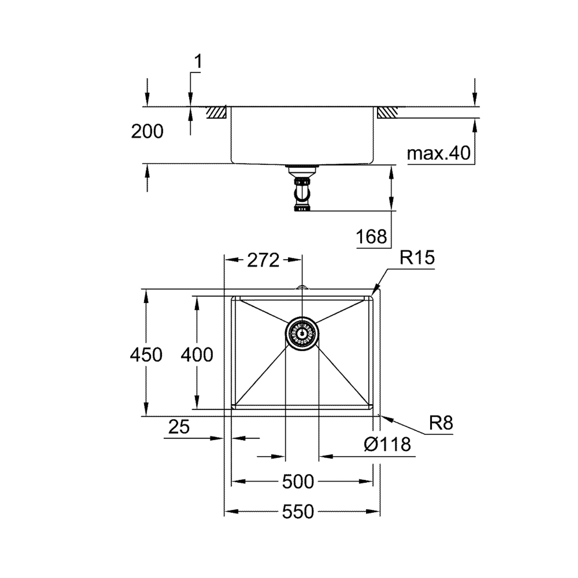 Grohe K700U Paslanmaz Çelik Eviye Fırçalı Bakır 31574DL1