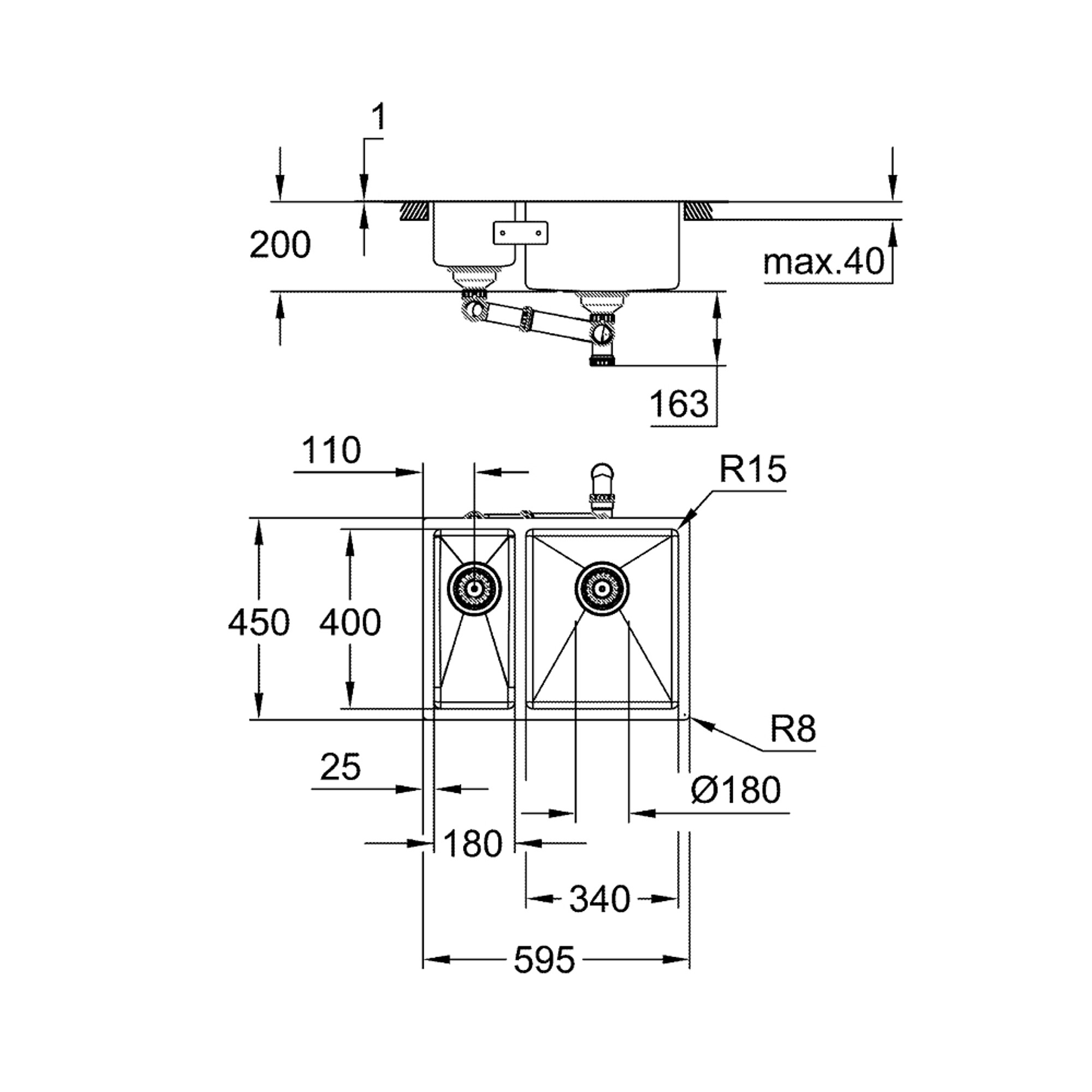 Grohe K700U Paslanmaz Çelik Eviye Paslanmaz Çelik 31576SD1