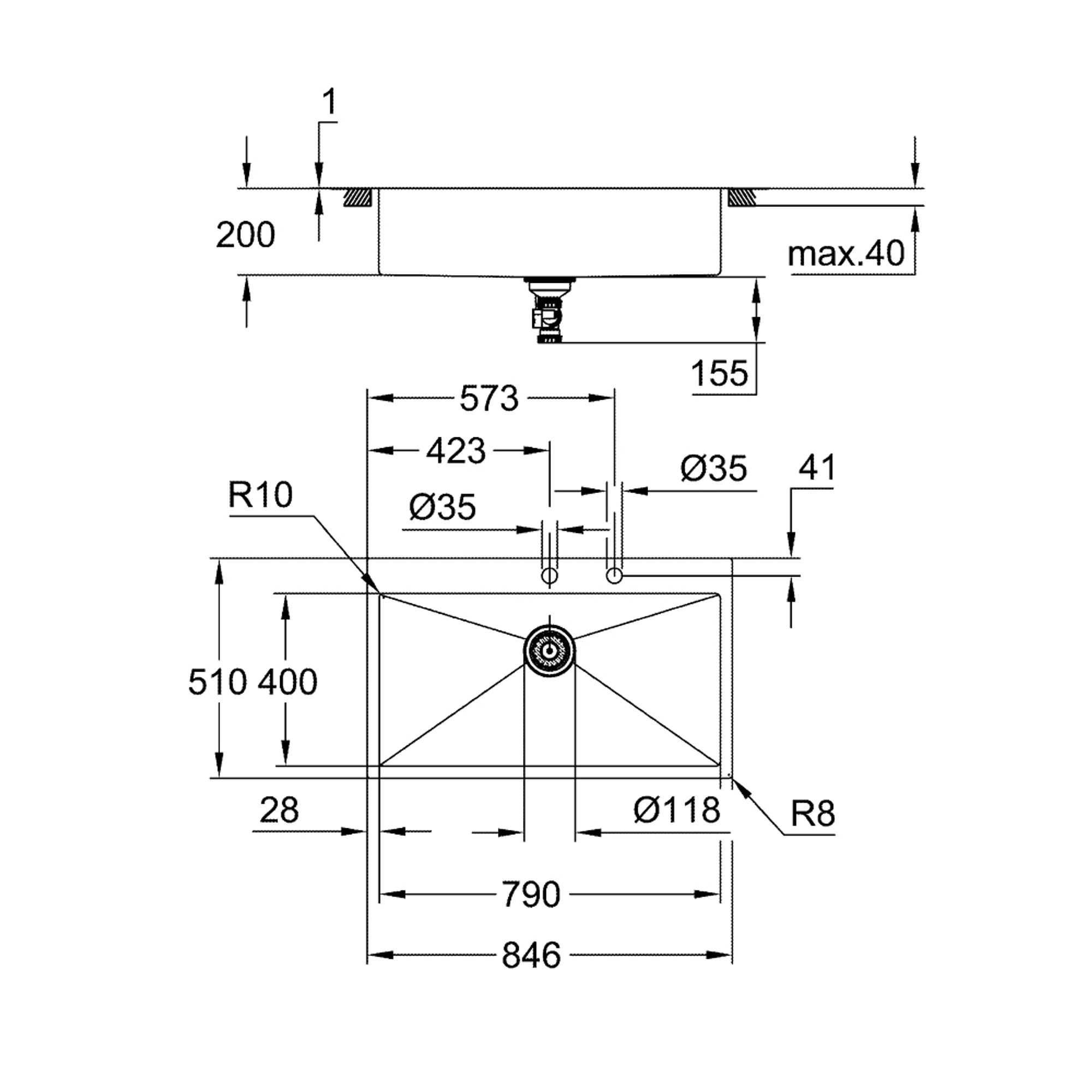 Grohe K800 Paslanmaz Çelik Eviye Paslanmaz Çelik 31584SD1