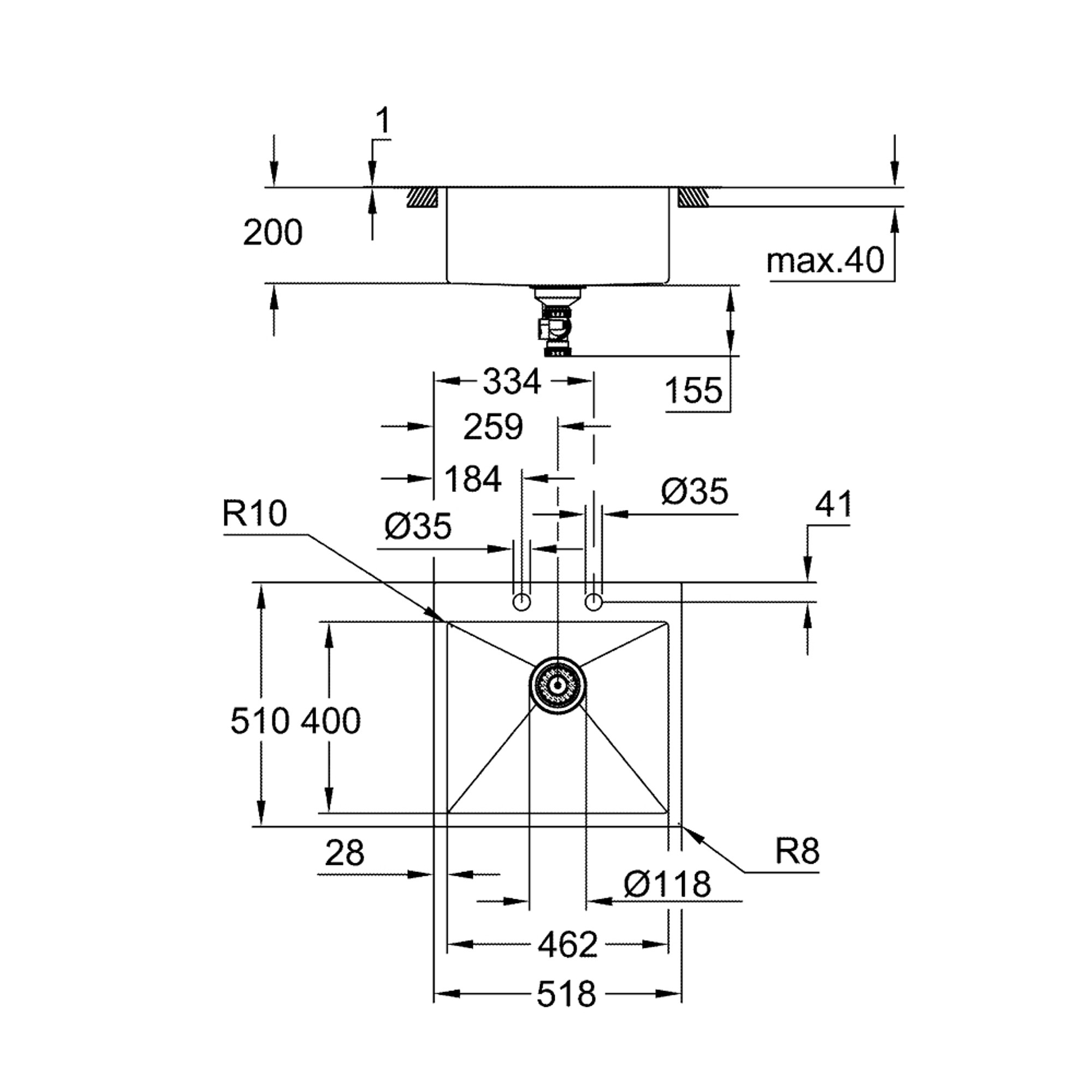 Grohe K800 Paslanmaz Çelik Eviye Paslanmaz Çelik 31583SD1