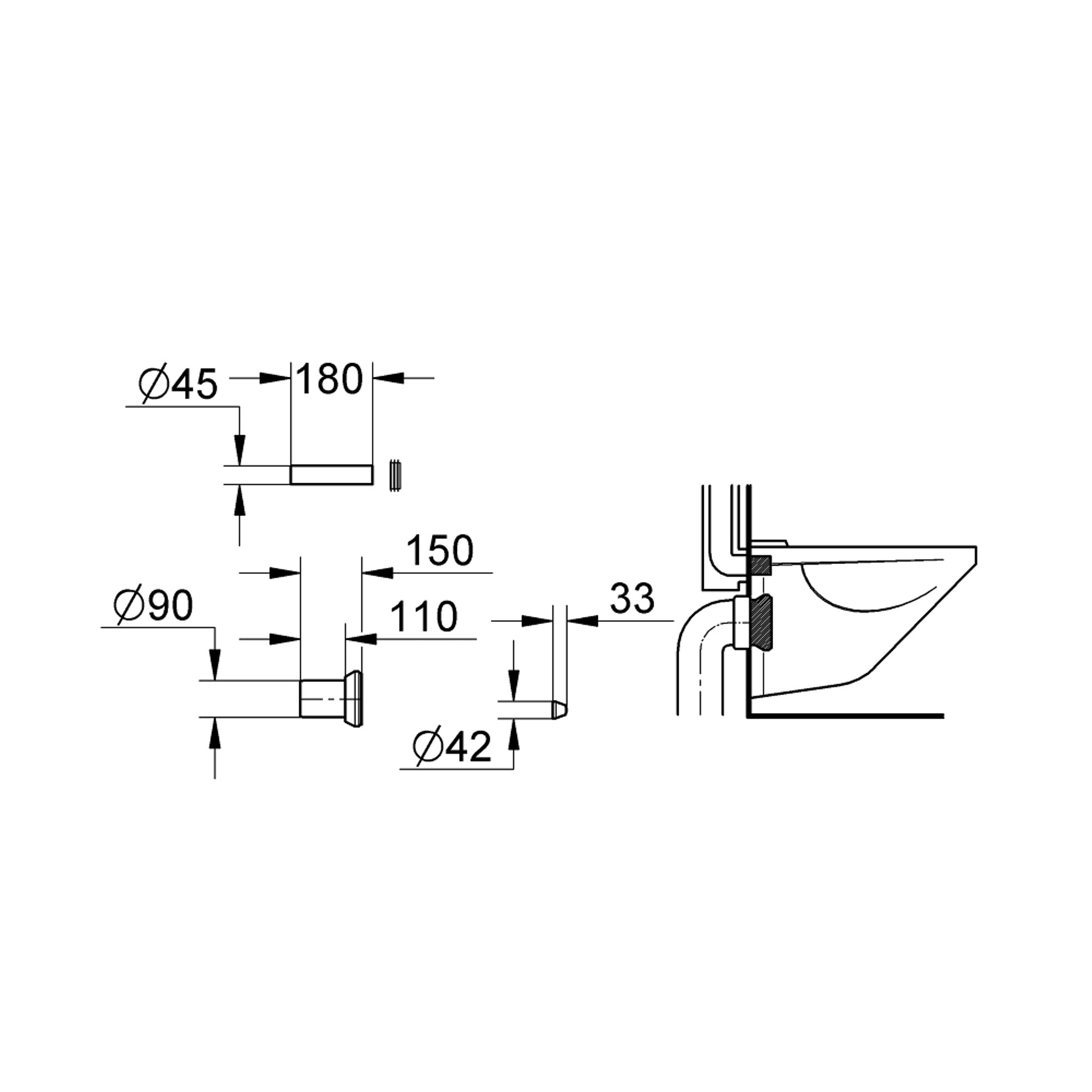 Grohe Klozet Giriş ve Çıkış Bağlantı Seti Siyah 37311K00
