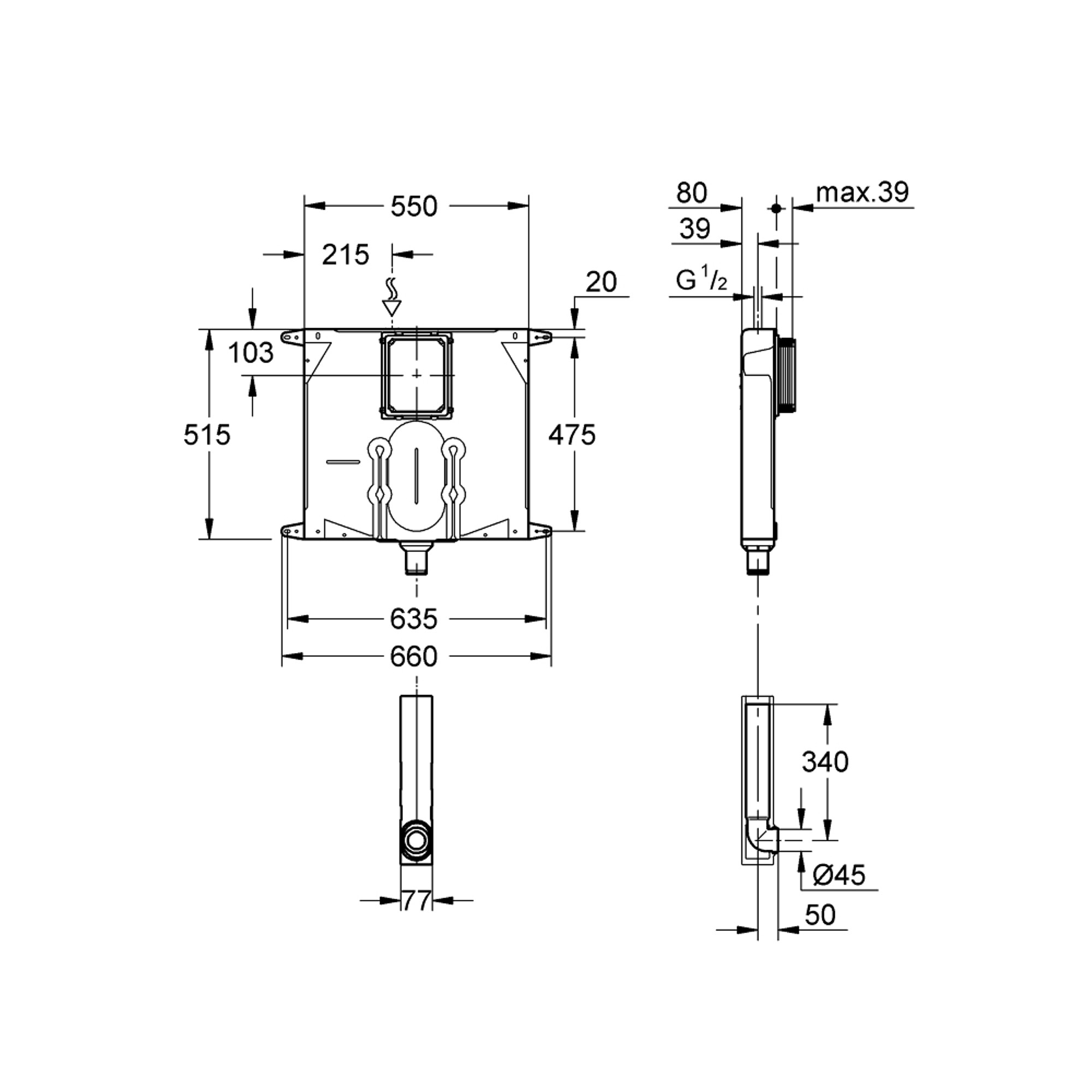 Grohe Klozet Gömme Rezervuarı 80 mm 38863000