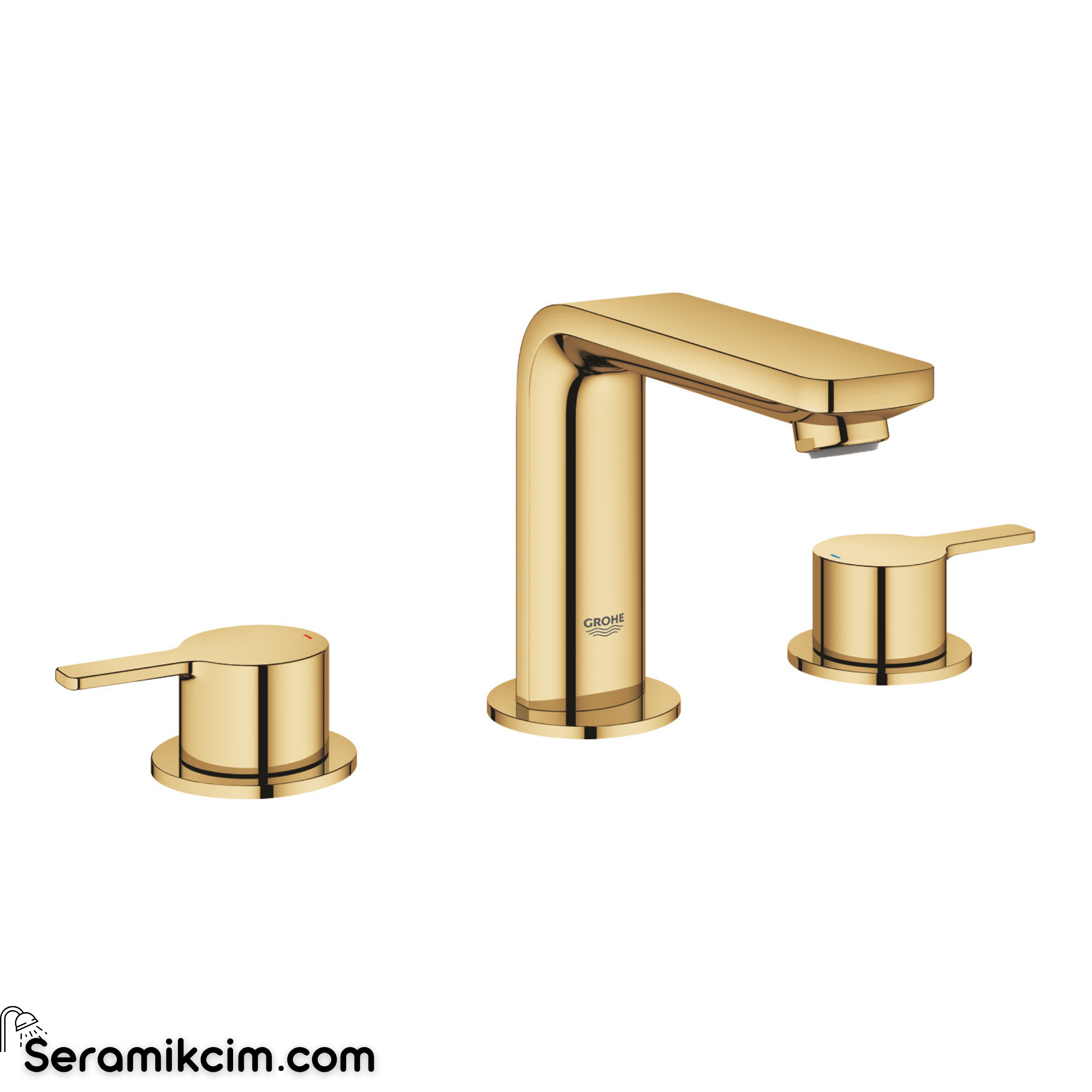 Grohe Lineare 3 Delikli Ankastre Lavabo Bataryası, Sifon Kumandalı, Parlak Altın 20304GL1