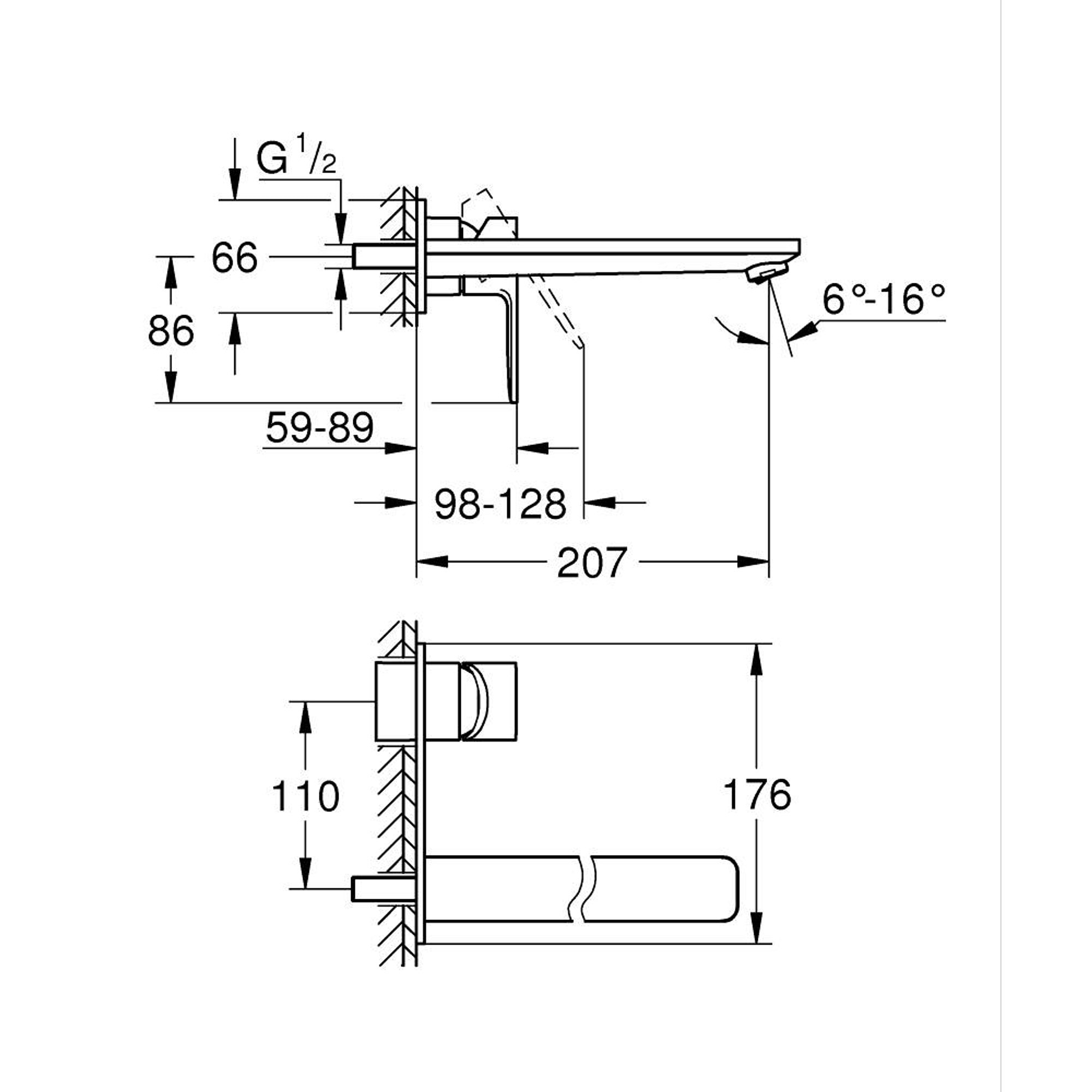 Grohe Lineare Ankastre 2 Delikli Lavabo Bataryası L Boy (Sıva Üstü Grubu) Mat Siyah 234442431