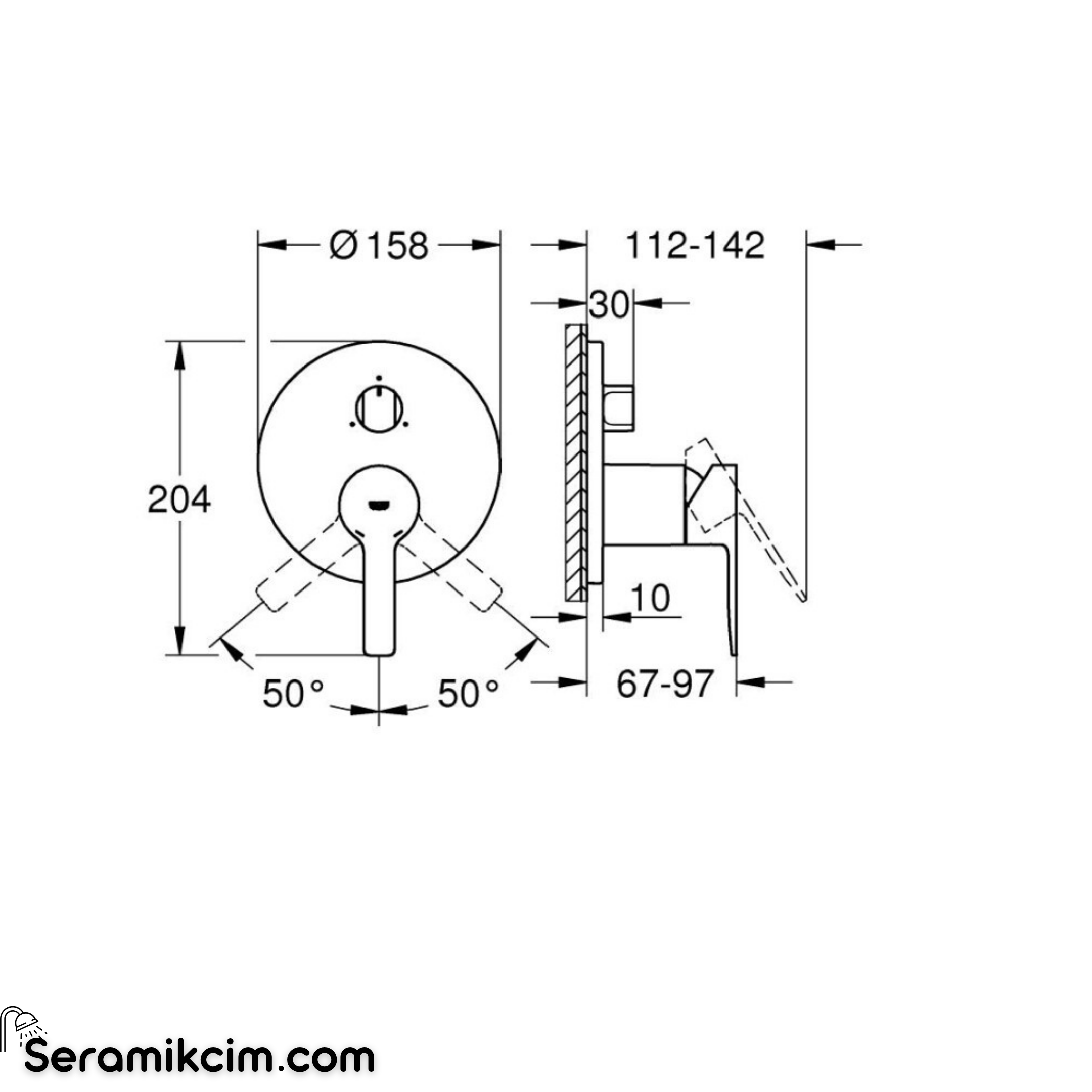 Grohe Lineare Ankastre Banyo Bataryası (3 Yollu, Sıva Üstü Grubu), Fırçalı Sert Grafit 24095AL1
