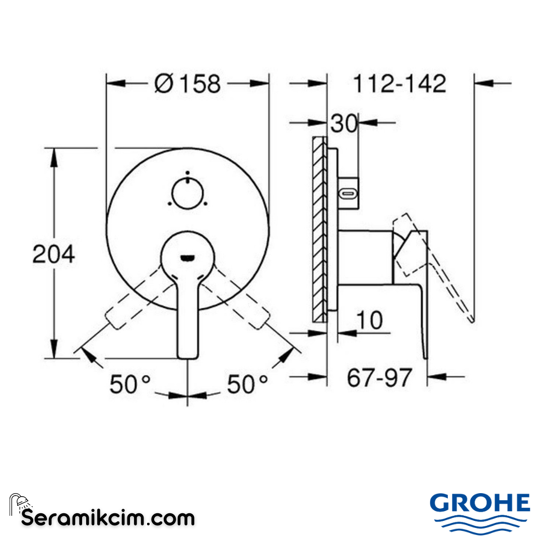 Grohe Lineare Ankastre Banyo/Duş Bataryası (Sıva Üstü Grubu) 3 Yollu Krom 24095001 - 24095001