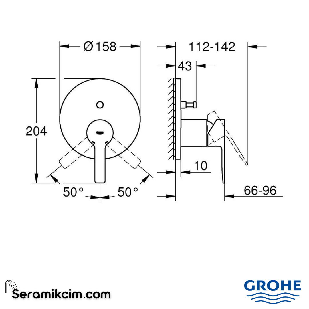 Grohe Lineare Ankastre Banyo/Duş Bataryası (Sıva Üstü Grubu) 2 Yollu Krom 24064001 - 24064001