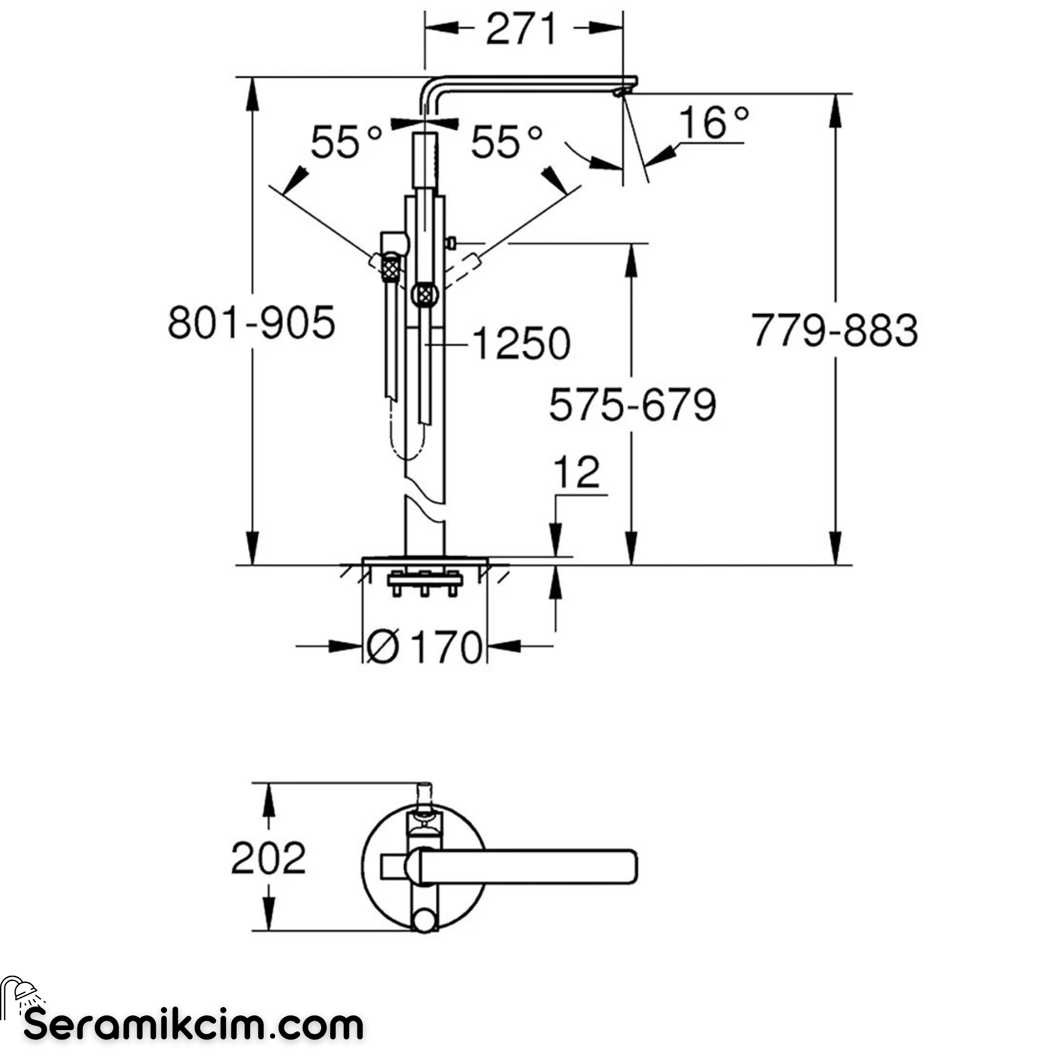 Grohe Lineare Ankastre Yerden Küvet Bataryası (Sıva Üstü Grubu), Paslanmaz Çelik 23792DC1