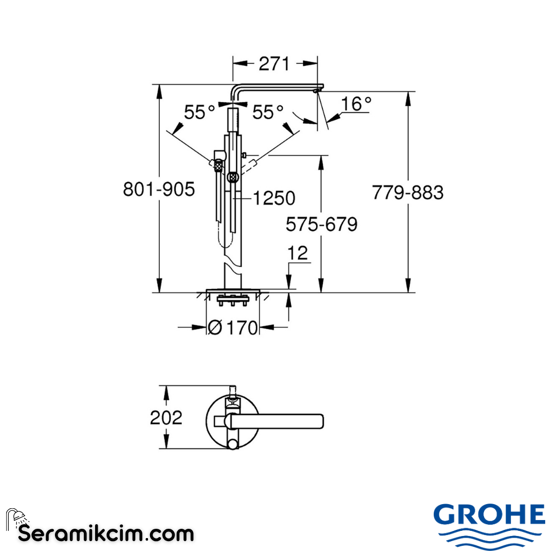 Grohe Lineare Ankastre Yerden Küvet Bataryası (Sıva Üstü Grubu) Krom 23792001 - 23792001