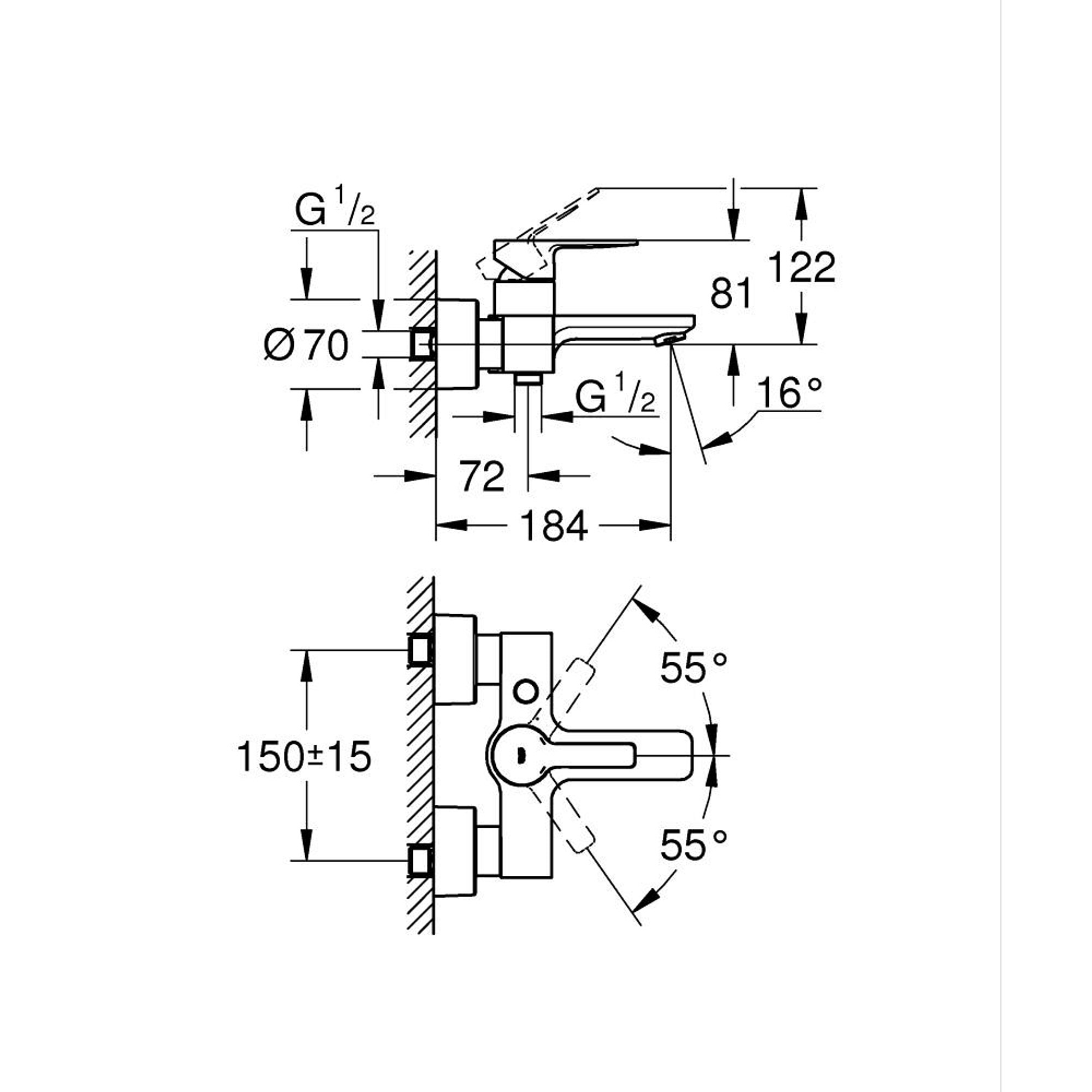 Grohe Lineare Banyo Bataryası Paslanmaz Çelik 33849DC1