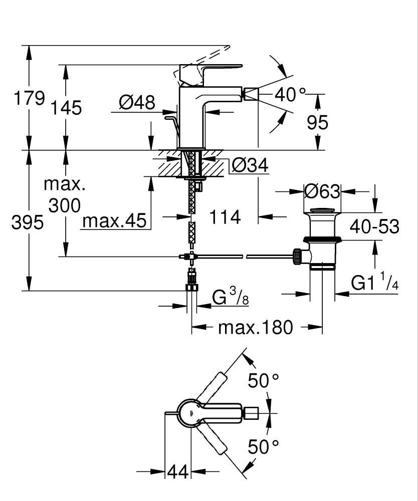 Grohe Lineare Bide Bataryası Mat Siyah 338482431