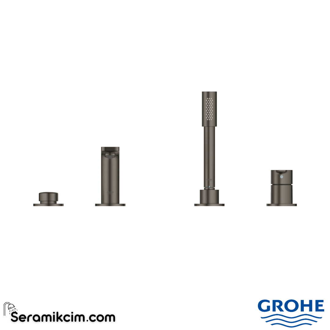 Grohe Lineare Dört Delikli Ankastre Küvet Bataryası (Sıva Üstü Grubu), Fırçalı Sert Grafit 19577AL1 - 19577AL1