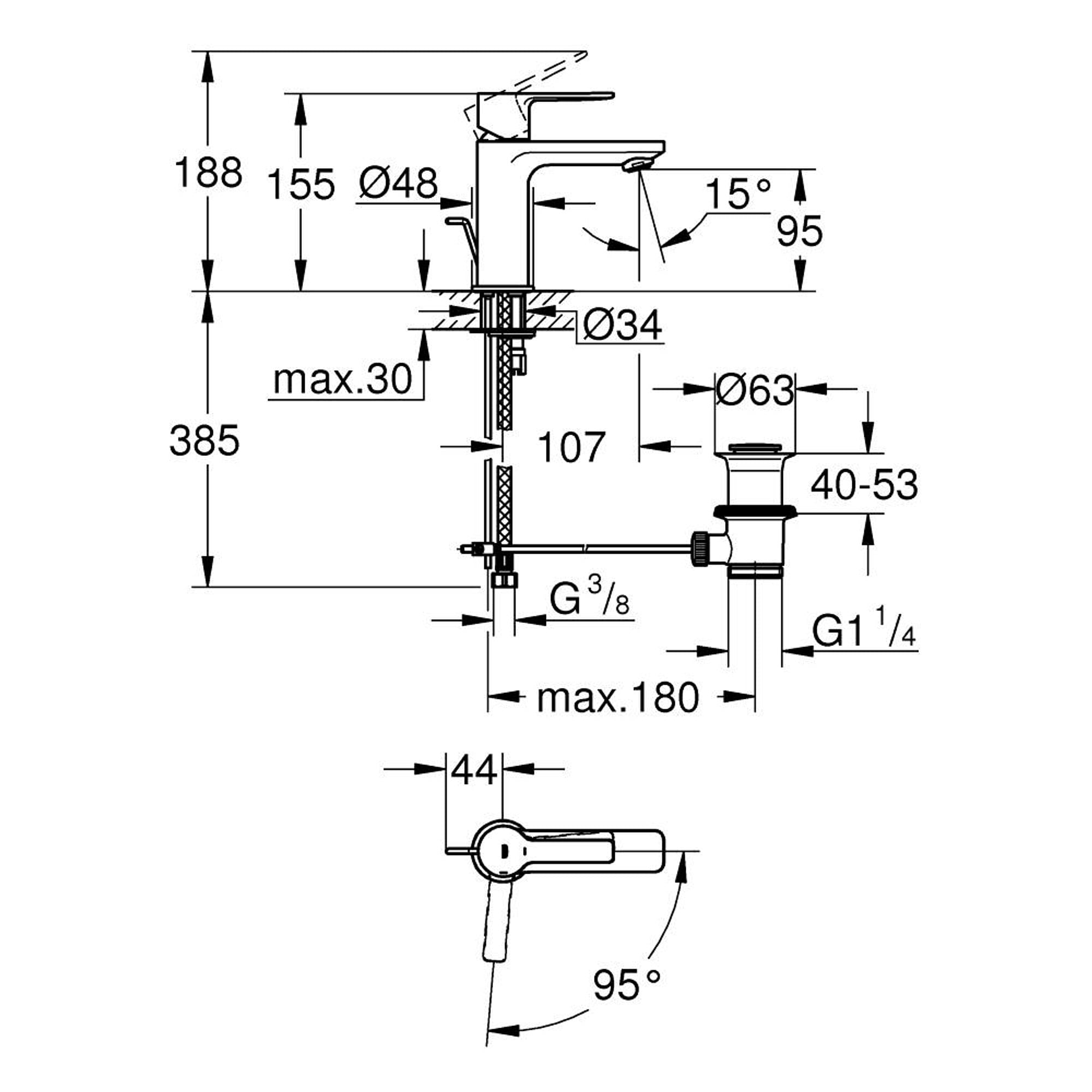 Grohe Lineare Lavabo Bataryası XS Boy Krom 23790001