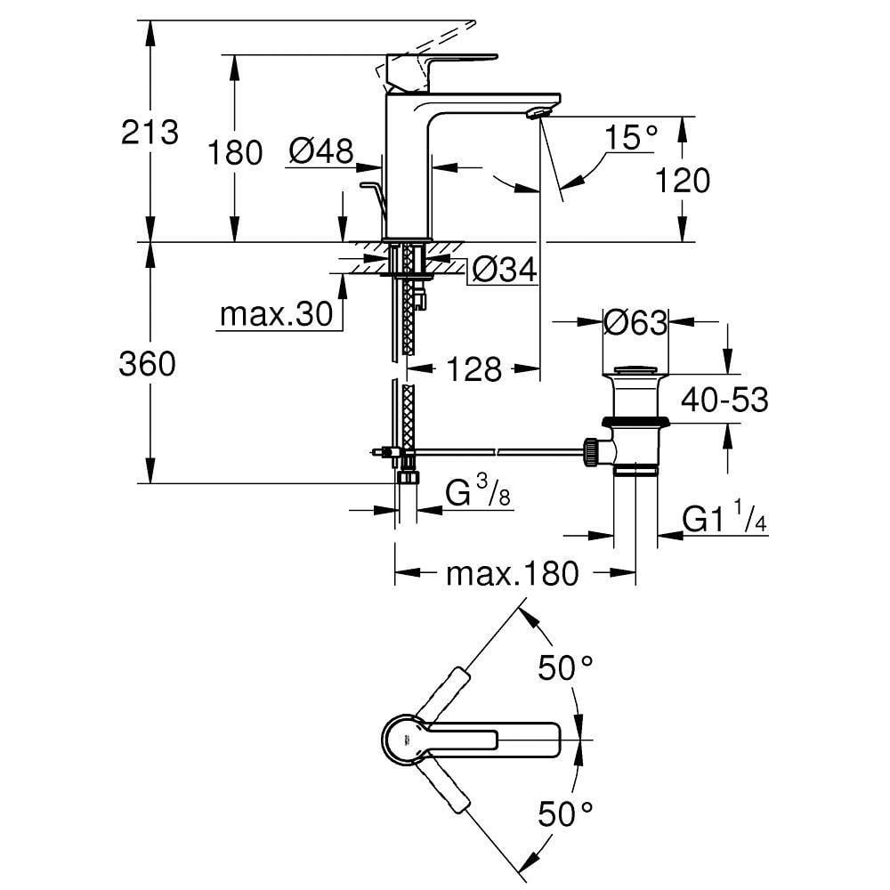 Grohe Lineare New Lavabo Bataryası, Sifon Kumandalı - 32114001