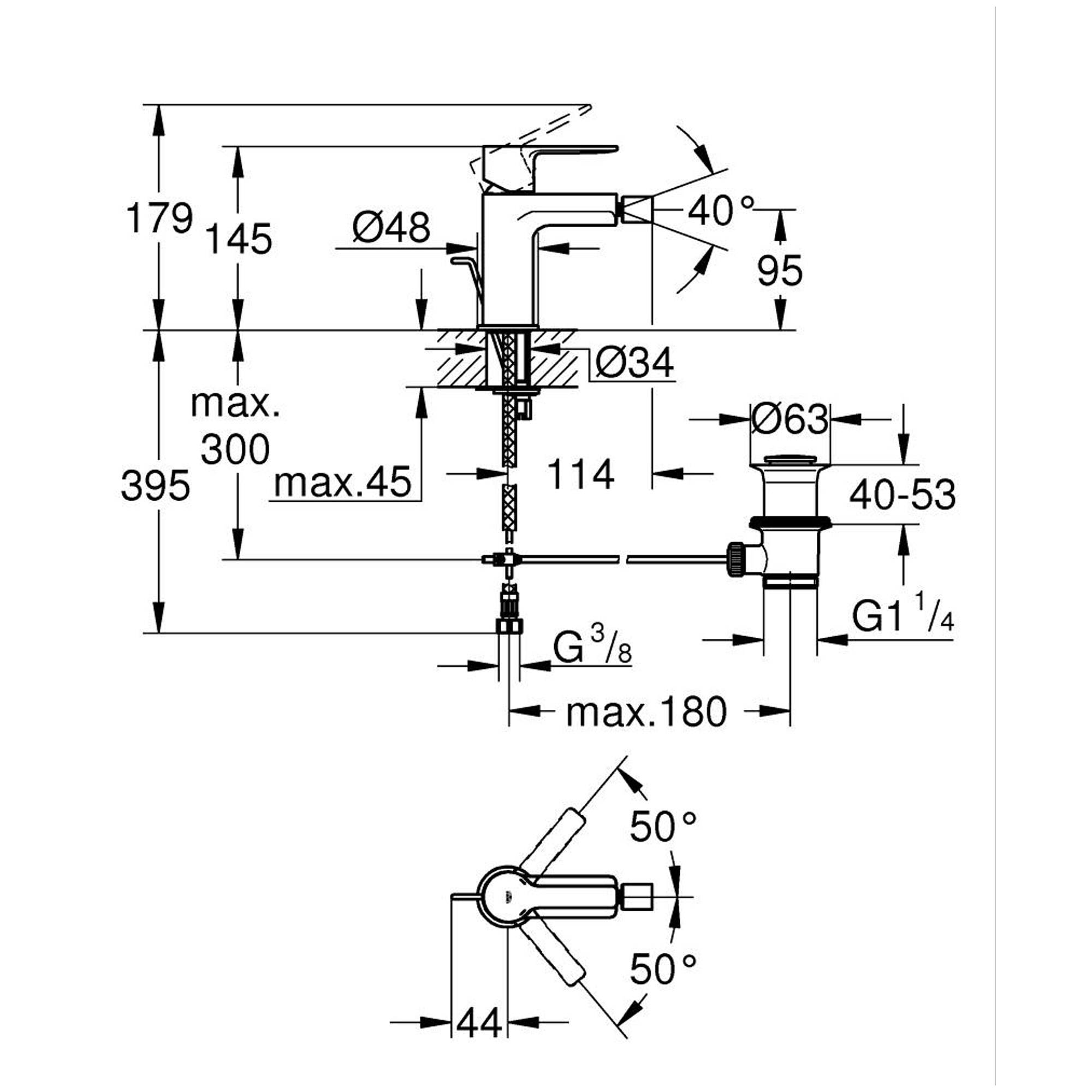 Grohe Lineare Sifon Kumandalı Bide Bataryası Fırçalı Sert Grafit 33848AL1