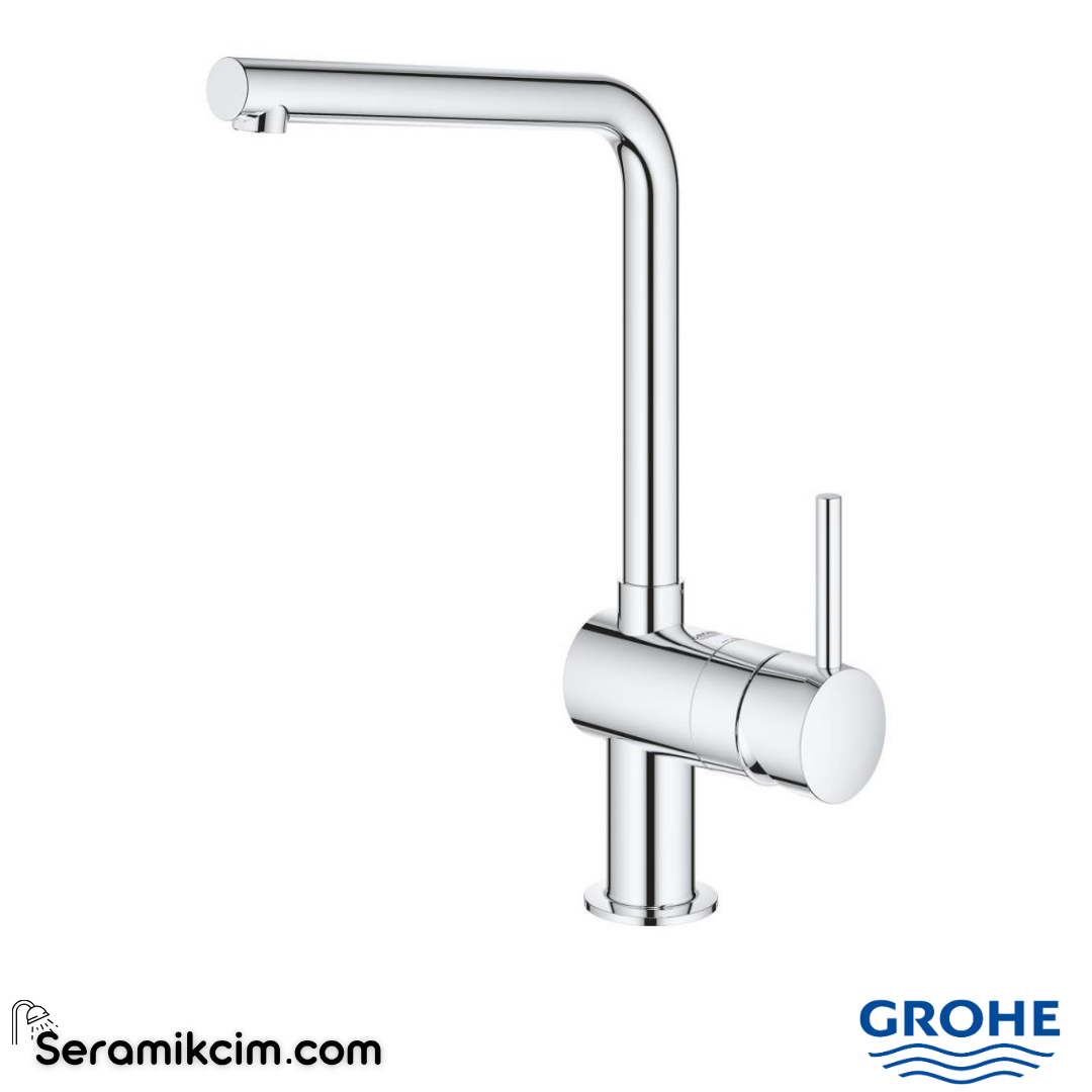 Grohe Minta Döner Borulu Eviye Bataryası, L Başlıklı Krom 31375000