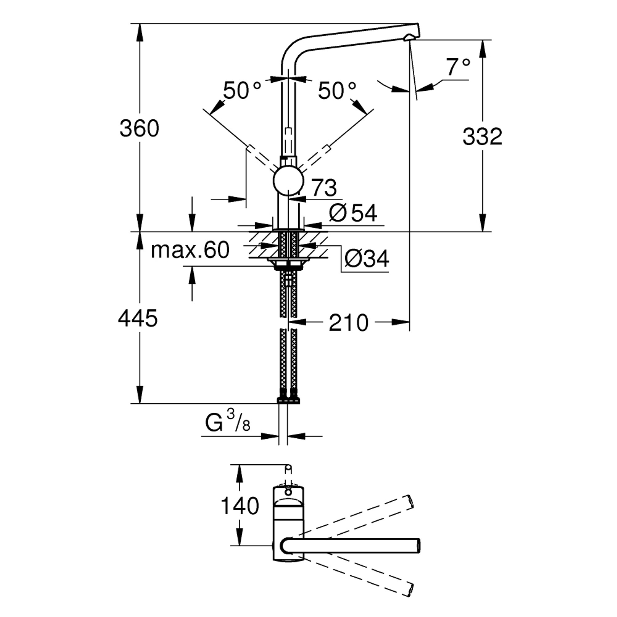 Grohe Minta Mutfak Bataryası Fırçalı Sert Grafit 31375AL0
