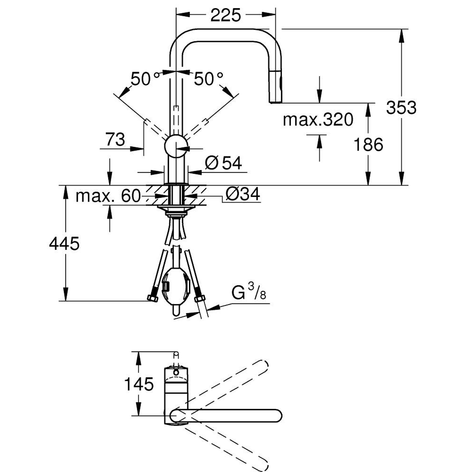 Grohe Minta Mutfak Bataryası Fırçalı Sert Grafit 32322AL2