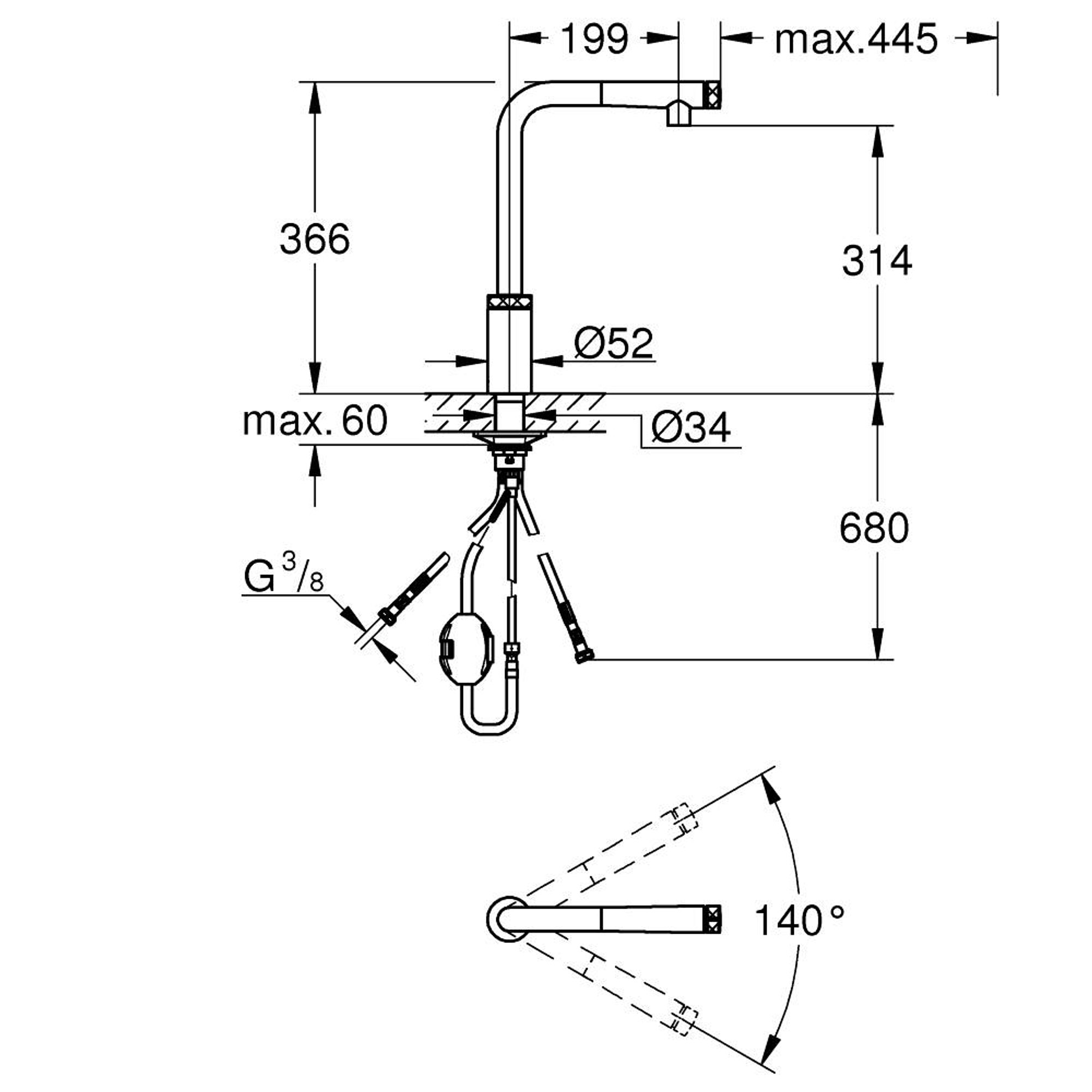 Grohe Minta SmartControl SmartControl Mutfak Bataryası Krom 31613000