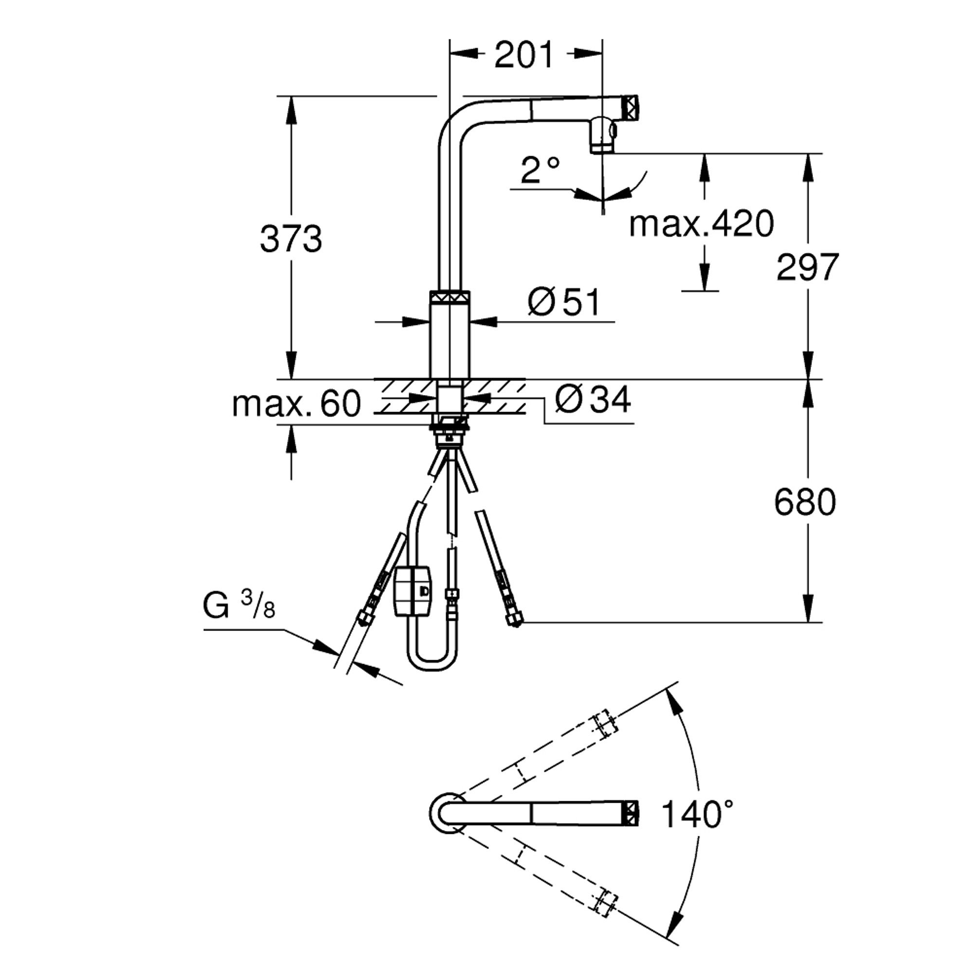 Grohe Minta SmartControl SmartControl Mutfak Bataryası Paslanmaz Çelik 31889DC0