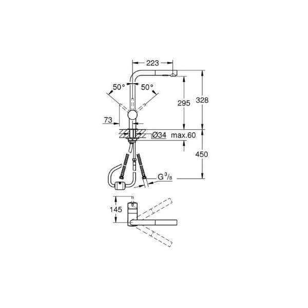 Grohe Minta Spiralli Eviye Bataryası, Bakır - 30274DA0