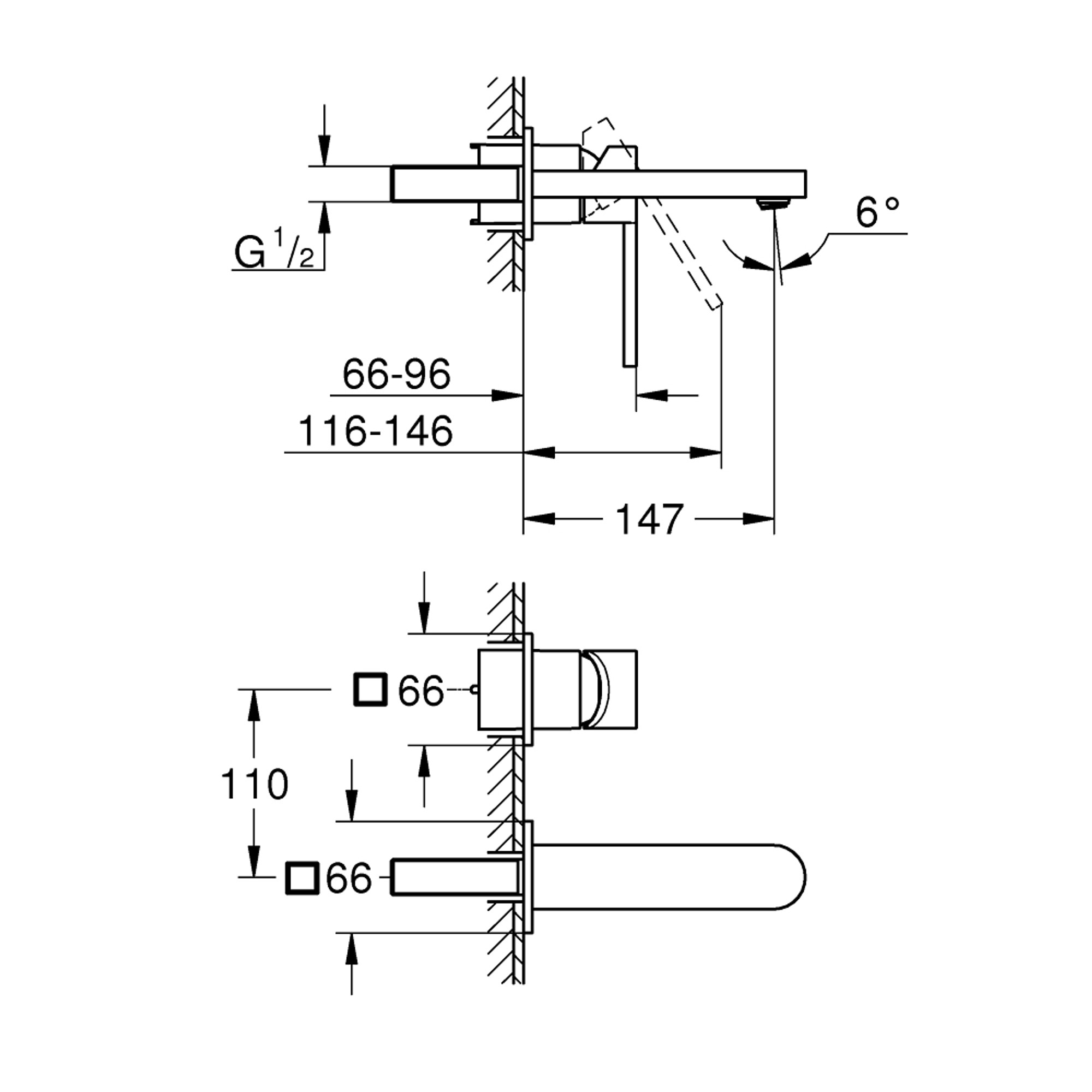 Grohe Plus Ankastre 2 Delikli Lavabo Bataryası M Boy Paslanmaz Çelik 29303DC3