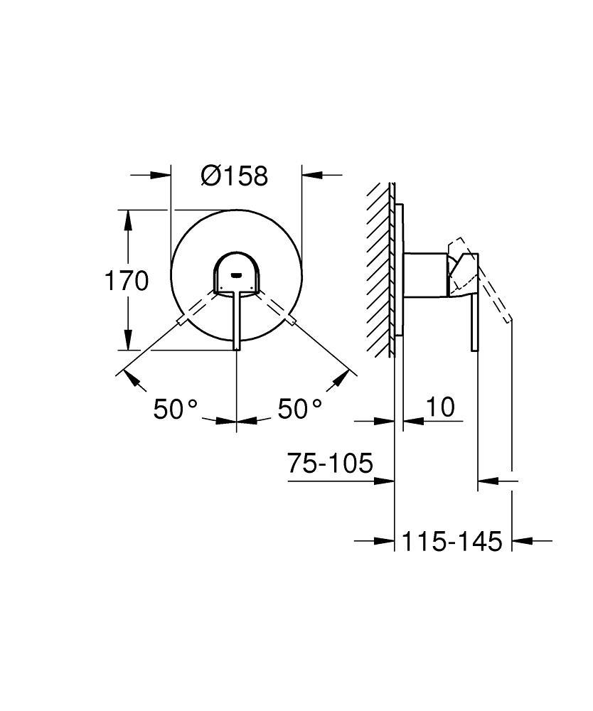 Grohe Plus Ankastre Duş Bataryası (Sıva Üstü Grubu) Krom 24059003