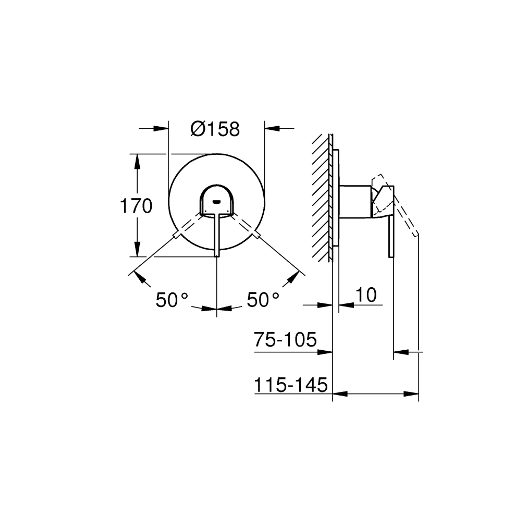 Grohe Plus Ankastre Duş Bataryası (Sıva Üstü Grubu) Paslanmaz Çelik 24059DC3