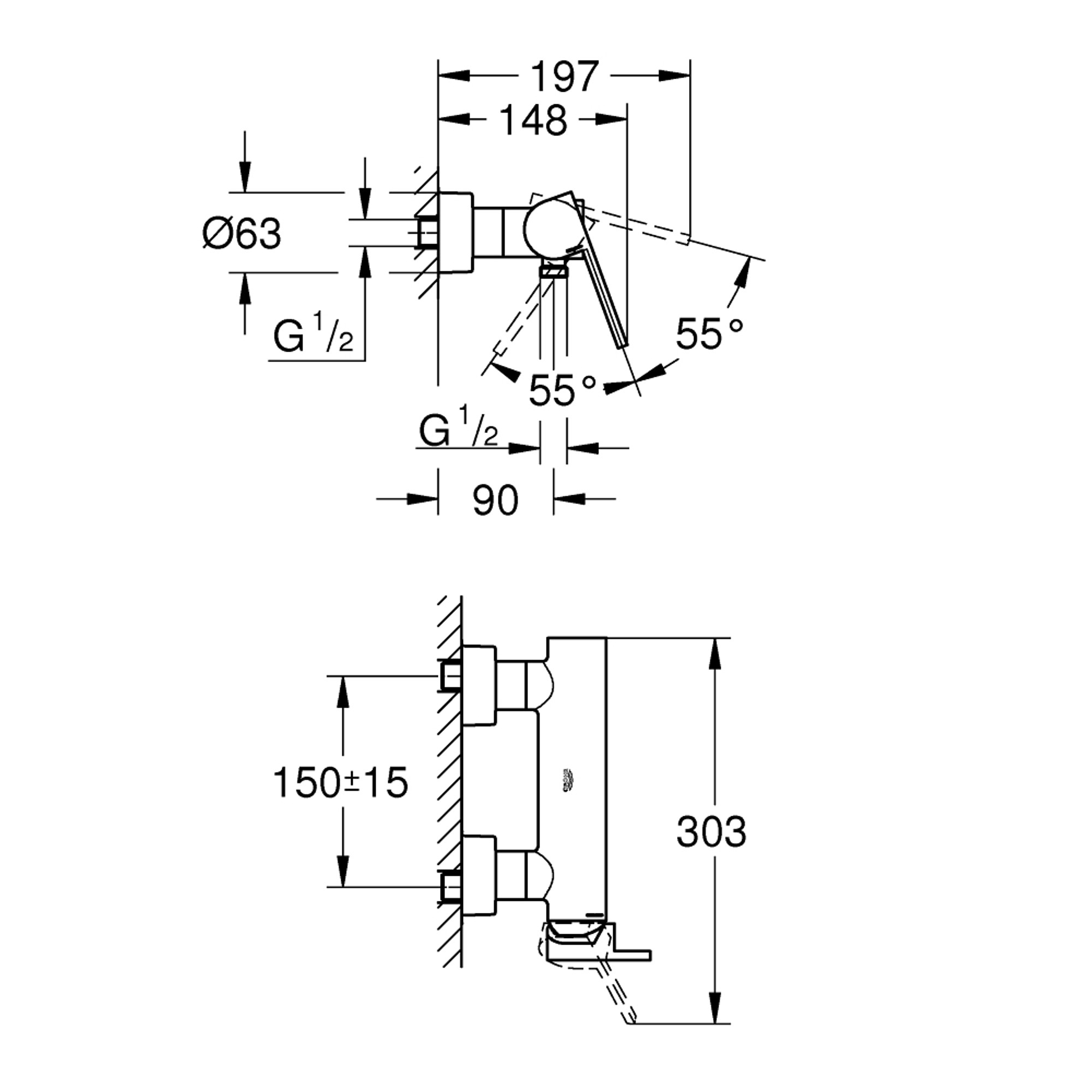 Grohe Plus Duş Bataryası Paslanmaz Çelik 33577DC3