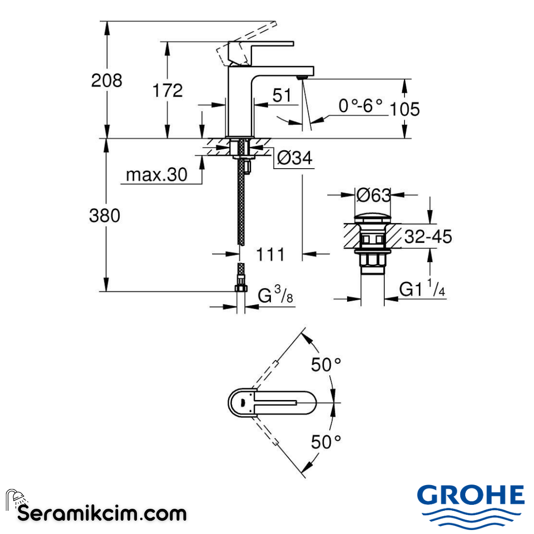 Grohe Plus Lavabo Bataryası Krom 33163003 - 33163003