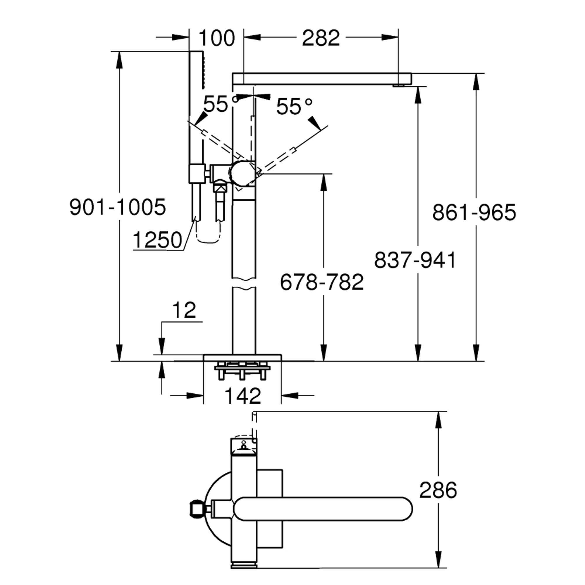 Grohe Plus Yerden Küvet Bataryası Fırçalı Sert Grafit 23846AL3