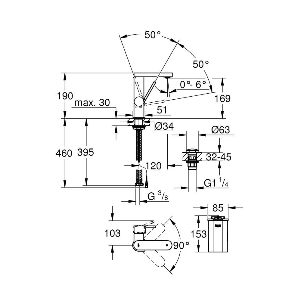 Grohe Plus Yüksek Lavabo Bataryası, Led Göstergeli Krom 23958003