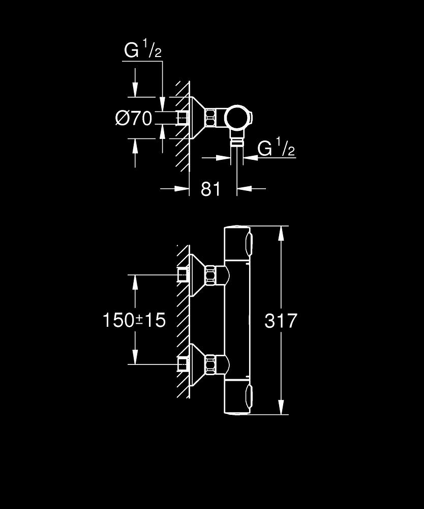 Grohe Precision Flow Banyo Bataryası Termostatik Mat Siyah 348402430