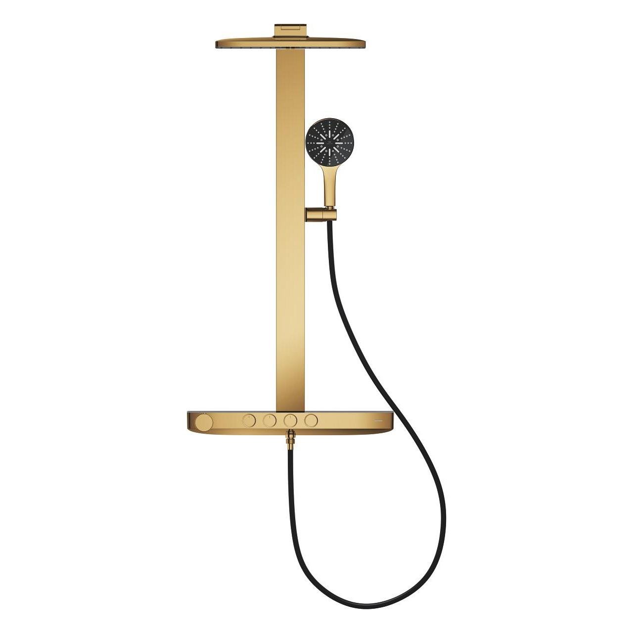 Grohe Rainshower Aqua Pure SmartControl Duş Sistemi, Duvara Monte, Termostatik Bataryalı Duş Kolonu, Parlak Altın 100961GL00
