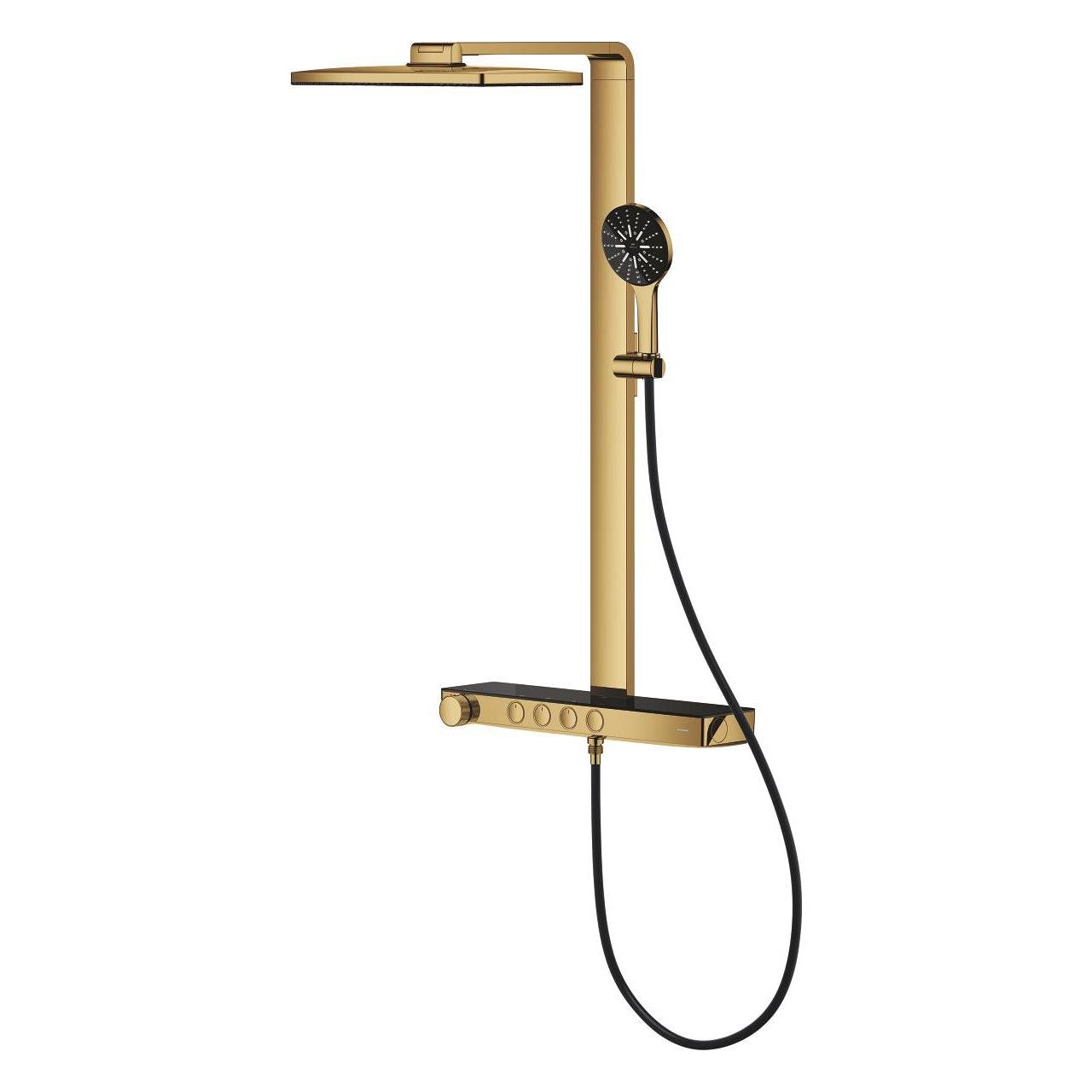 Grohe Rainshower Aqua Pure SmartControl Duş Sistemi, Duvara Monte, Termostatik Bataryalı Duş Kolonu, Parlak Altın 100961GL00