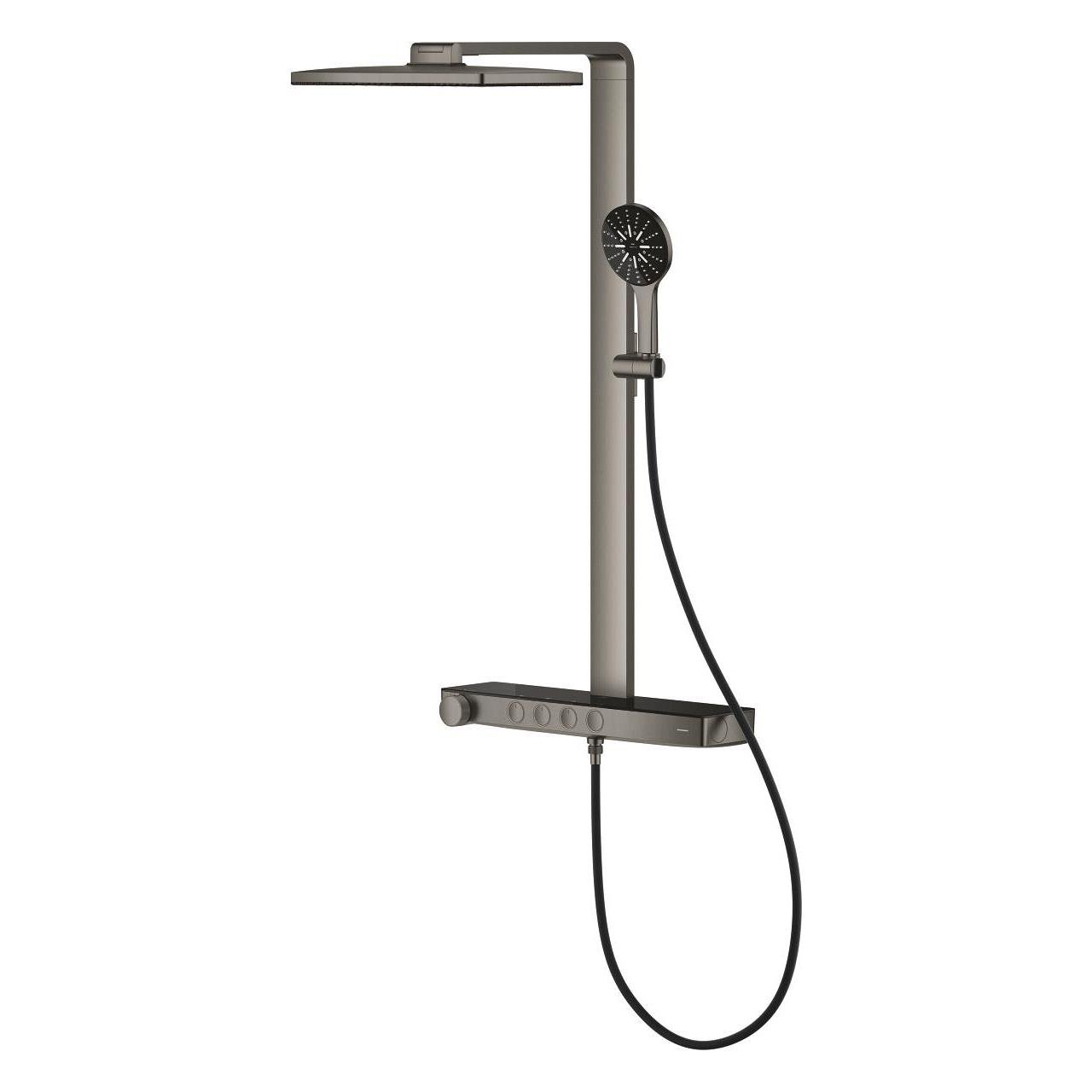Grohe Rainshower Aqua Pure SmartControl Duş Sistemi, Duvara Monte, Termostatik Bataryalı Duş Kolonu, Fırçalı Sert Grafit 100961AL00