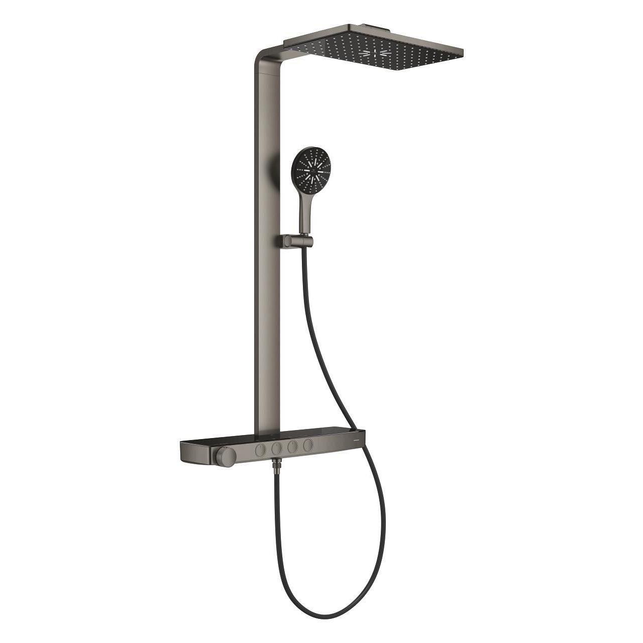 Grohe Rainshower Aqua Pure SmartControl Duş Sistemi, Duvara Monte, Termostatik Bataryalı Duş Kolonu, Fırçalı Sert Grafit 100961AL00