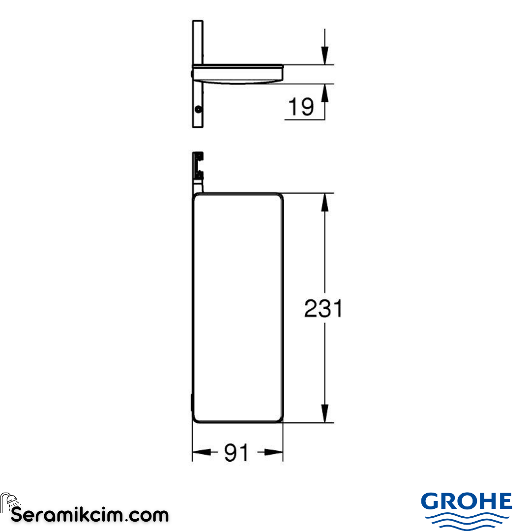 Grohe Rainshower Aqua Pure SmartControl Termostatik Duş Sistemleri İçin Raf, Fırçalı Bakır 101677DL00