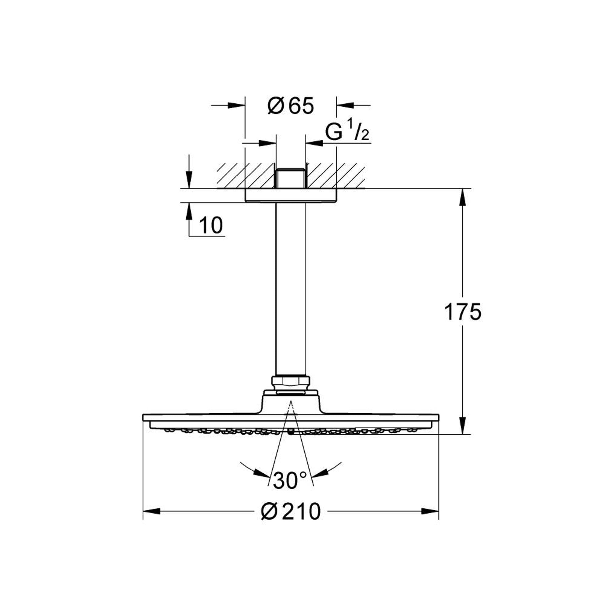 Grohe Rainshower Cosmopolitan 210 Tavandan Tepe Duşu Seti 1 Fonksiyonlu Krom 26063000