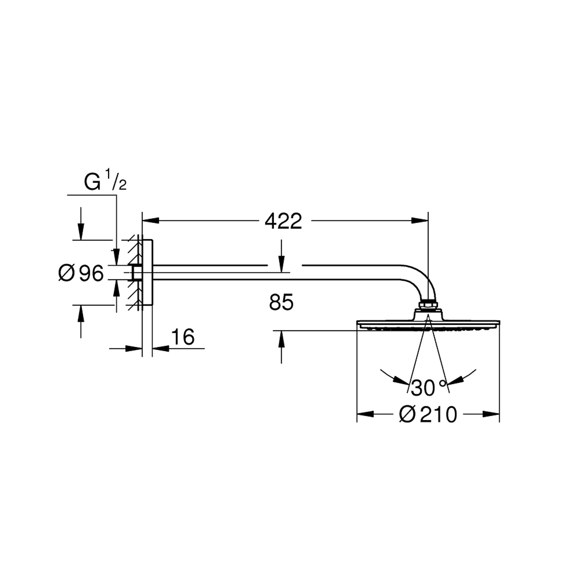 Grohe Rainshower Cosmopolitan 210 Tepe Duşu Seti 1 Fonksiyonlu Krom 26171000
